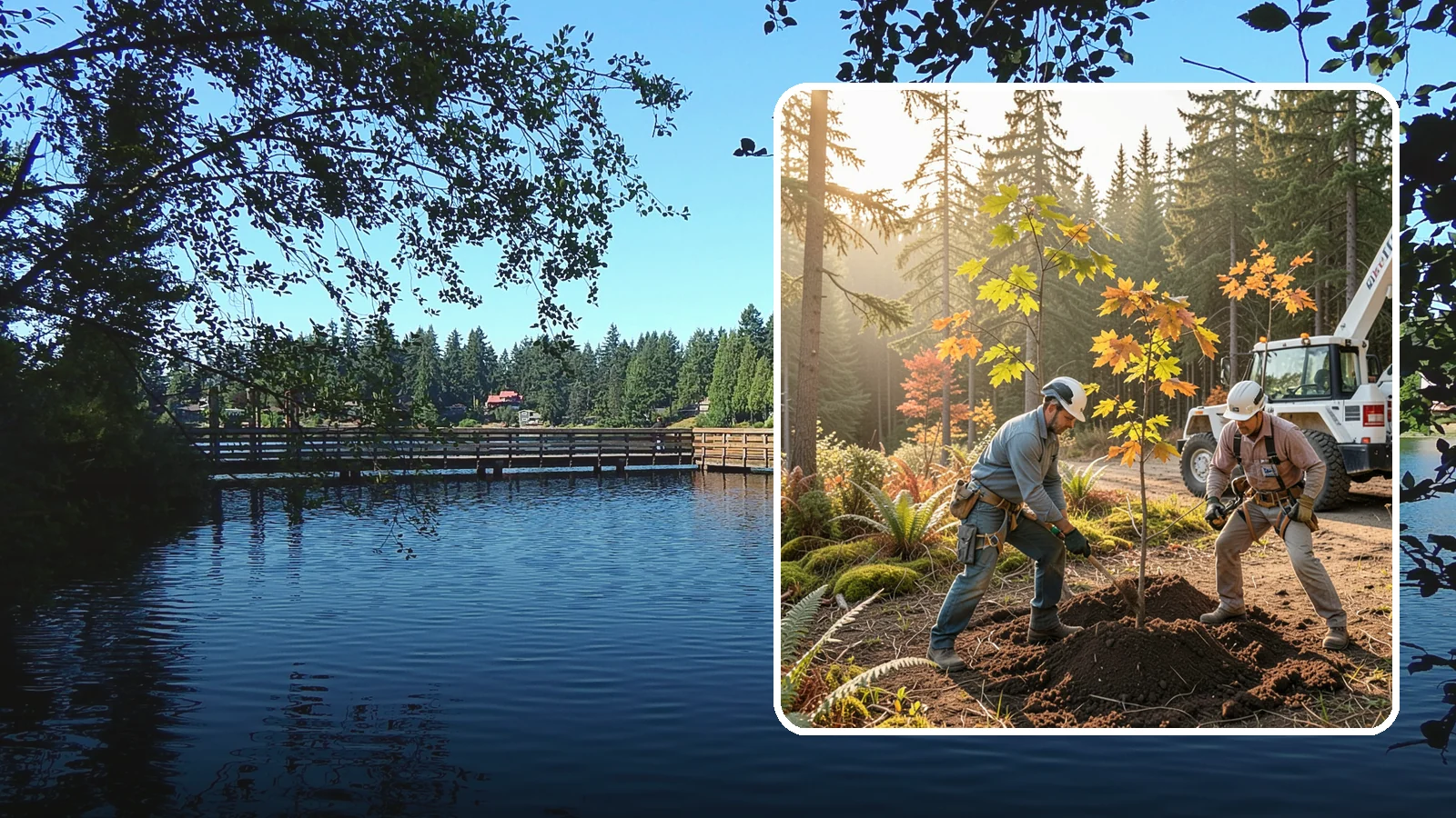 Native tree planting in Federal Way, King County, WA - The planting of species native to the region.