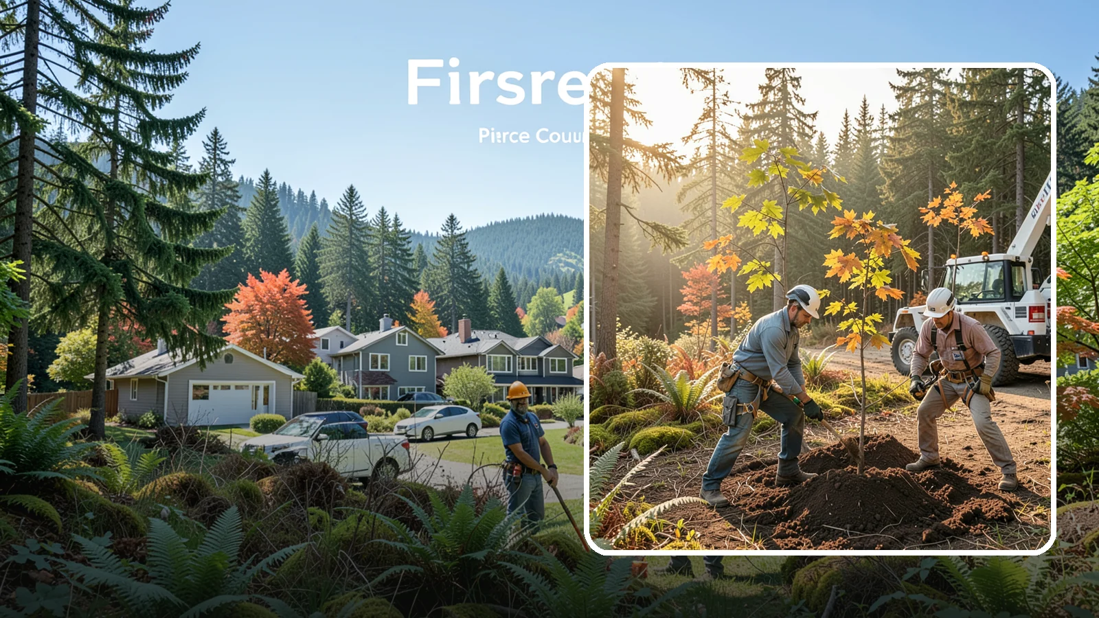Native tree planting in Fircrest, Pierce County, WA - The planting of species native to the region.