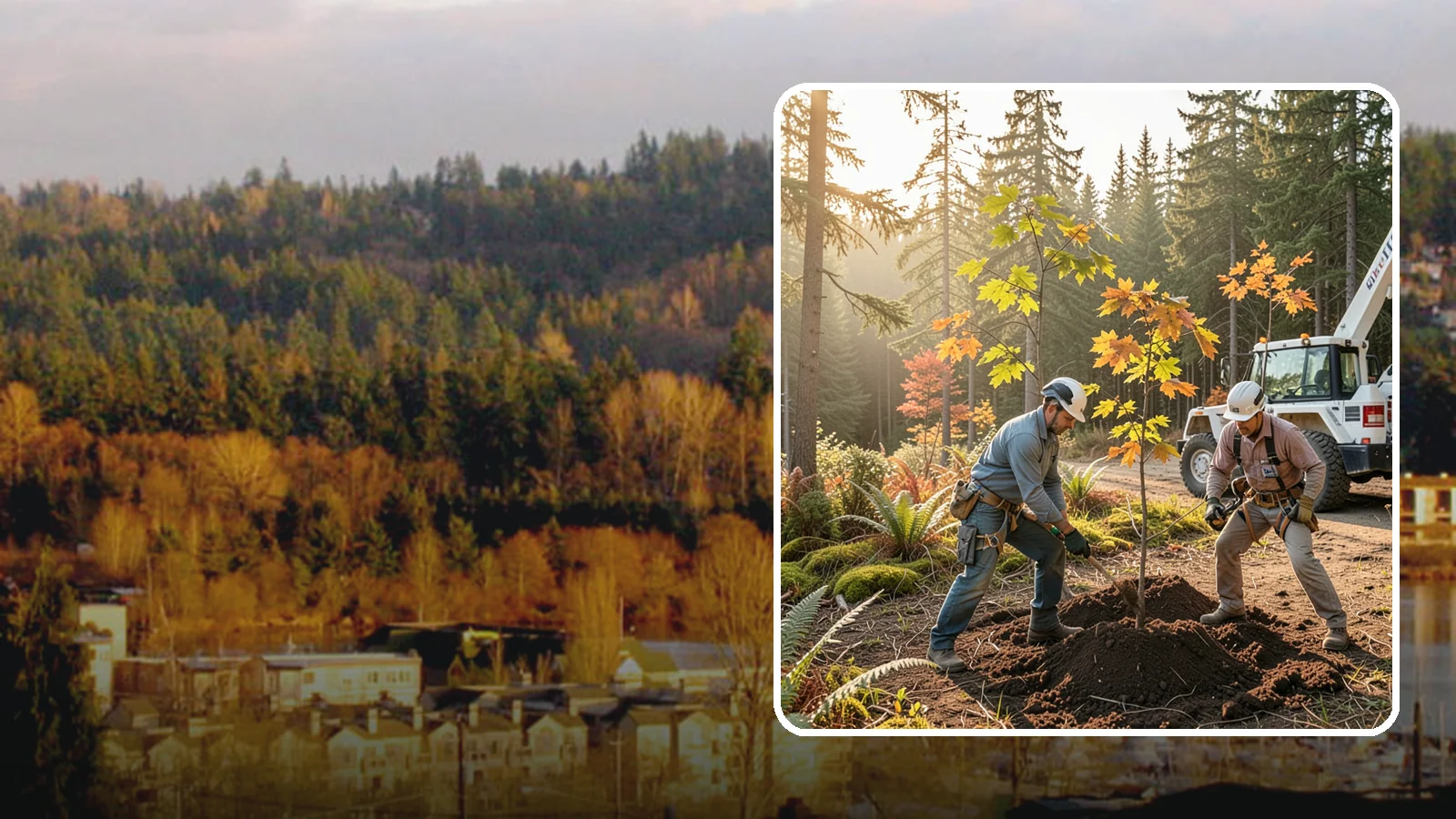 Native tree planting in Kenmore, King County, WA - The planting of species native to the region.