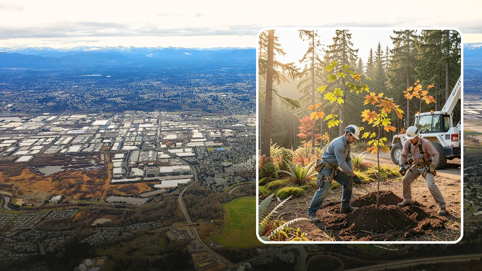 Native tree planting in Kent, King County, WA - The planting of species native to the region.