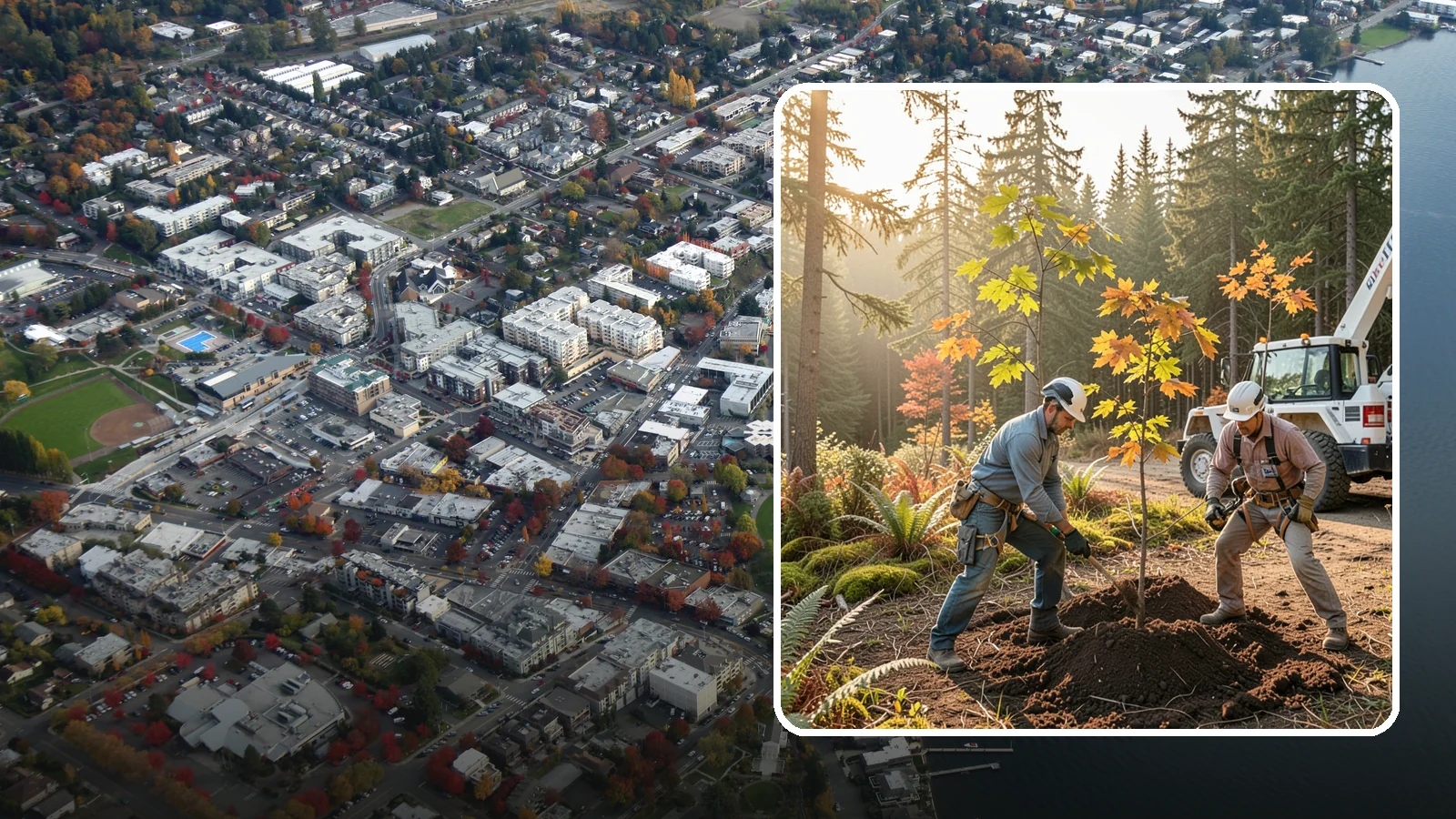 Native tree planting in Kirkland, King County, WA - The planting of species native to the region.