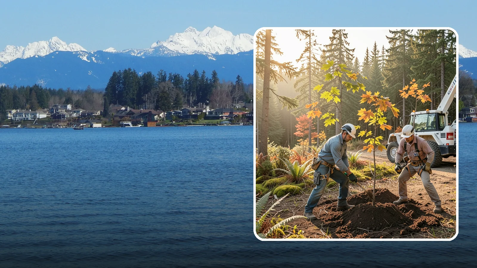 Native tree planting in Lake Stevens, Snohomish County, WA - The planting of species native to the region.