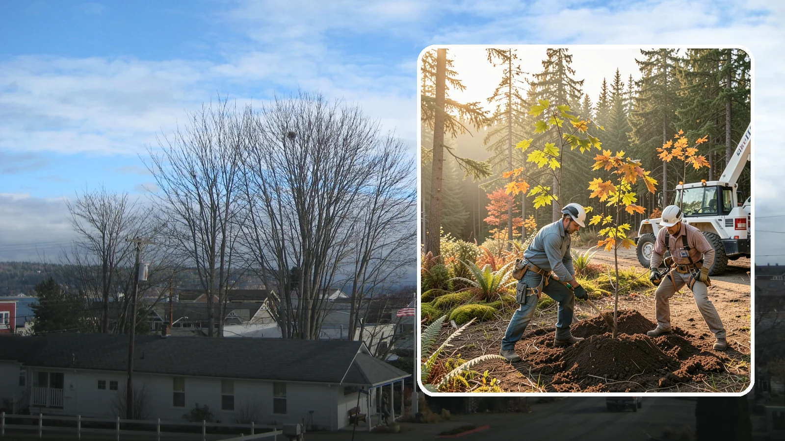 Native tree planting in Langley, Island County, WA - The planting of species native to the region.