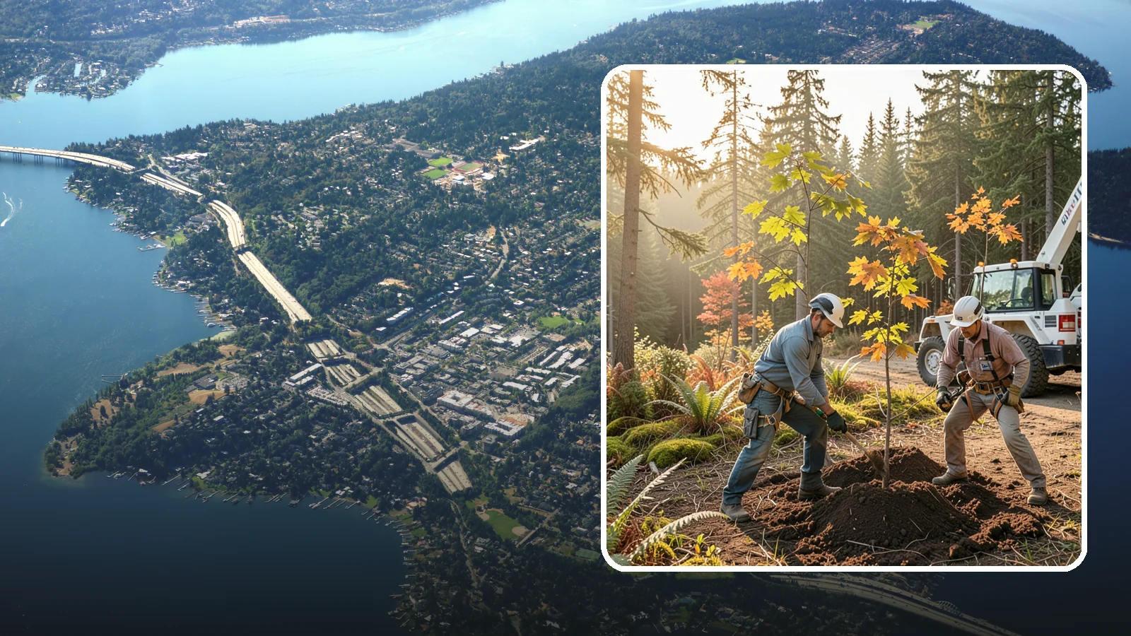 Native tree planting in Mercer Island, King County, WA - The planting of species native to the region.