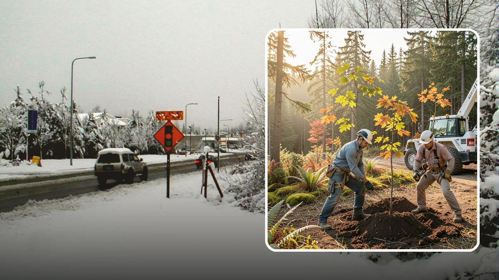 Native tree planting in Newcastle, King County, WA - The planting of species native to the region.