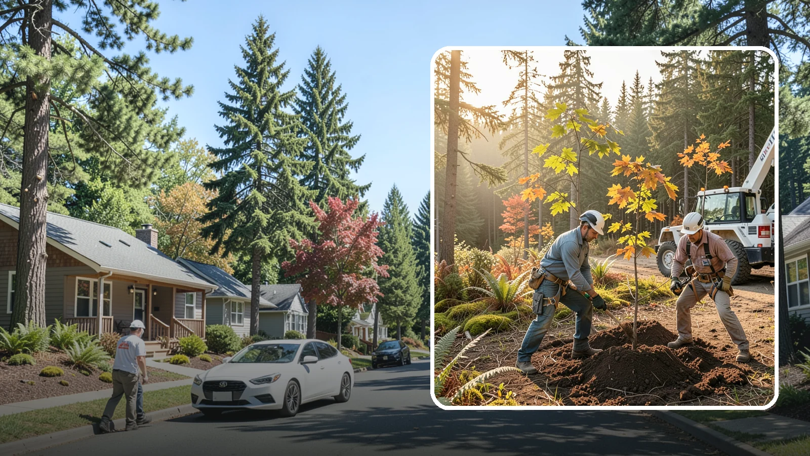Native tree planting in Orting, Pierce County, WA - The planting of species native to the region.
