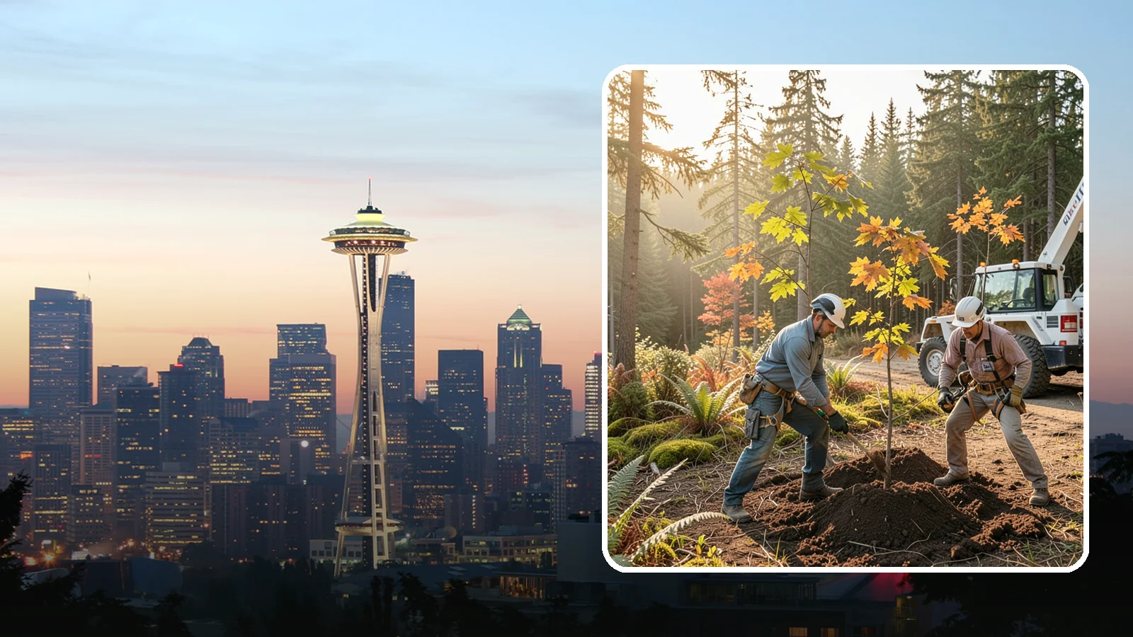 Native tree planting in Seattle, King County, WA - The planting of species native to the region.
