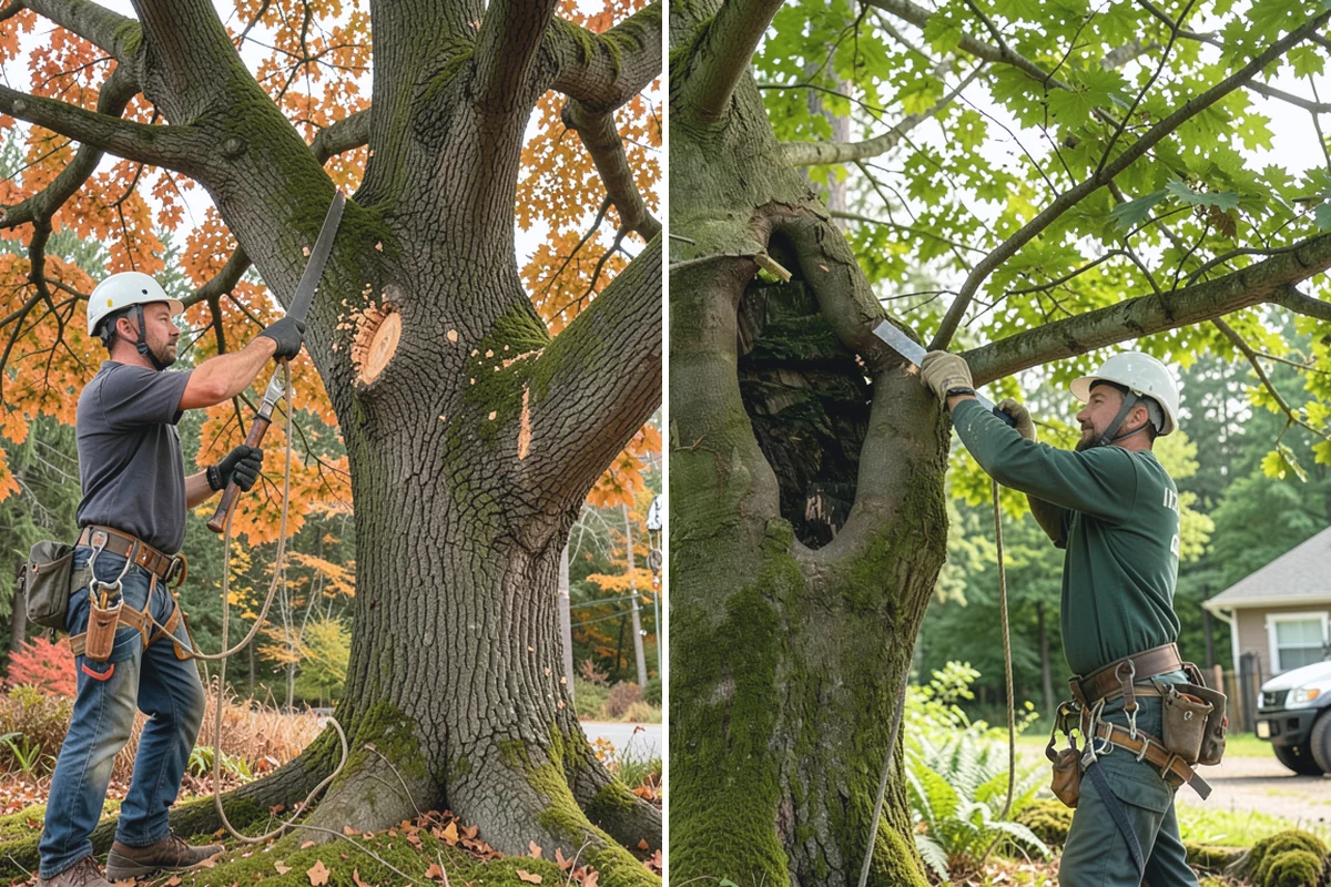 Ornamental tree pruning in Beaux Arts Village, King County, WA - Assess canopy condition and pruning objectives