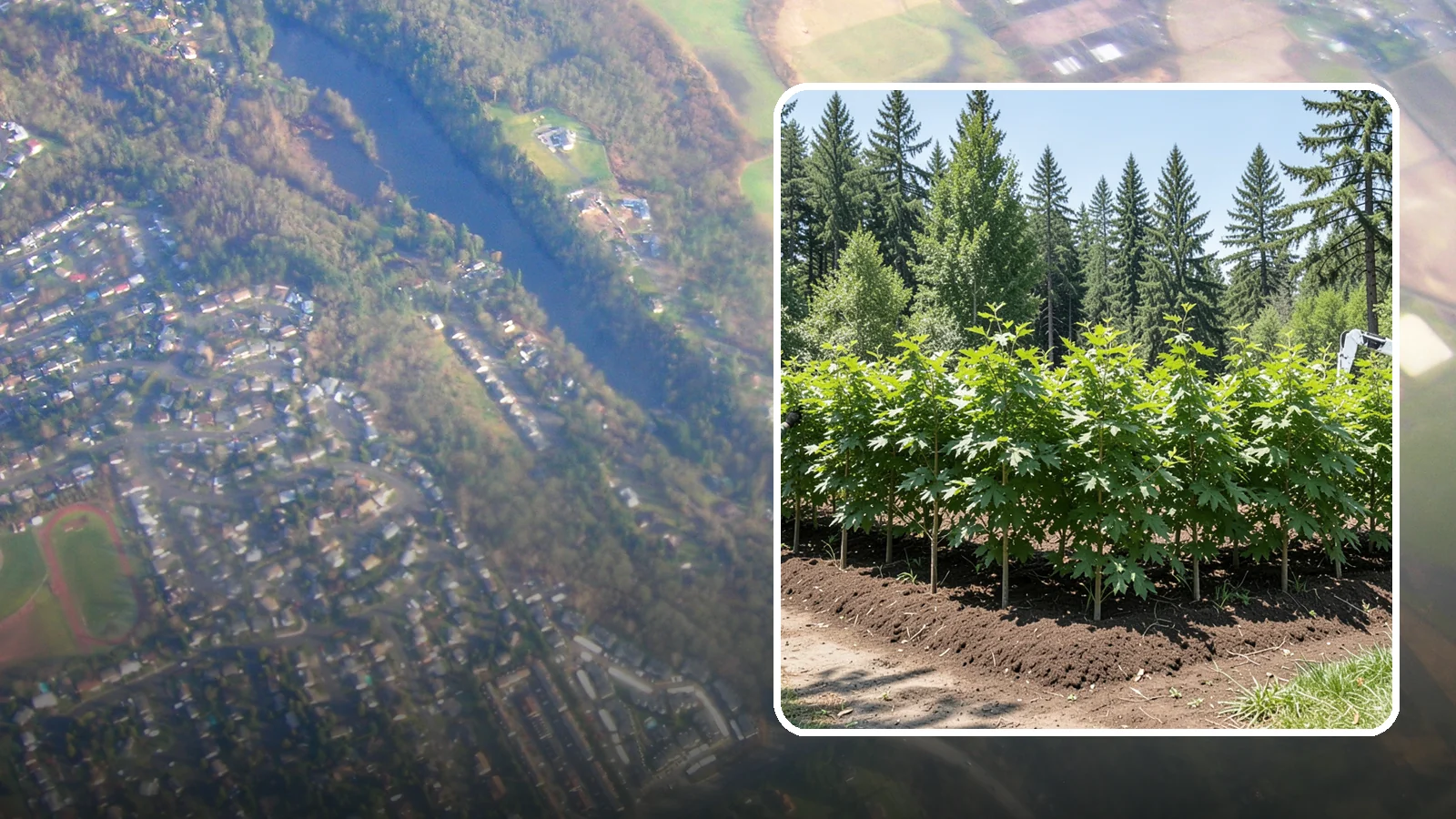 Privacy screen planting in Algona, King County, WA - The planting of trees to form a living screen.
