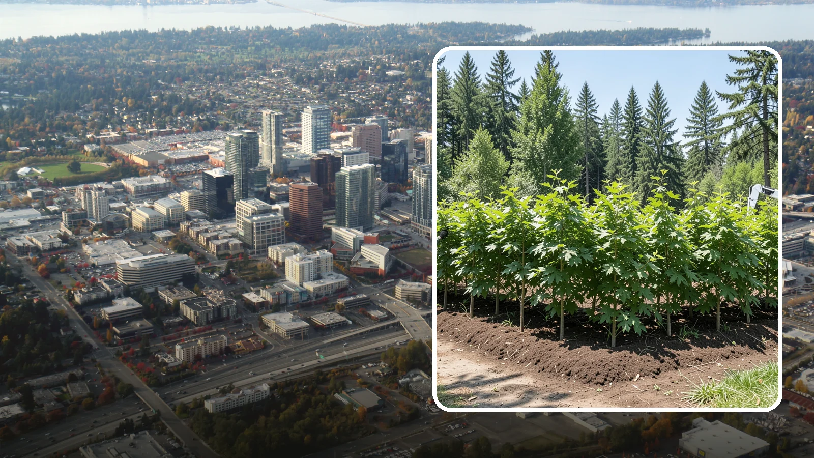 Privacy screen planting in Bellevue, King County, WA - The planting of trees to form a living screen.