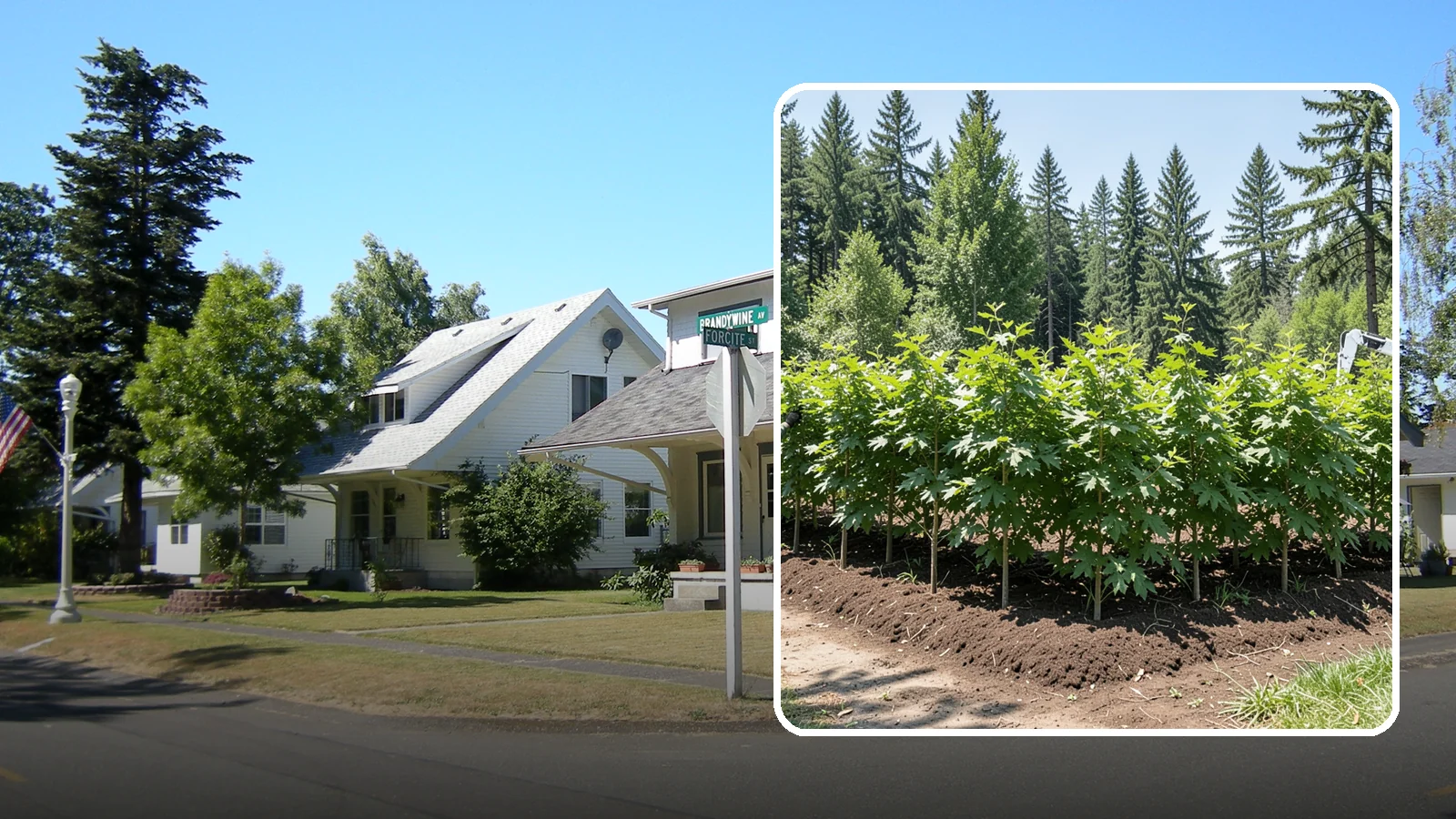 Privacy screen planting in DuPont, Pierce County, WA - The planting of trees to form a living screen.