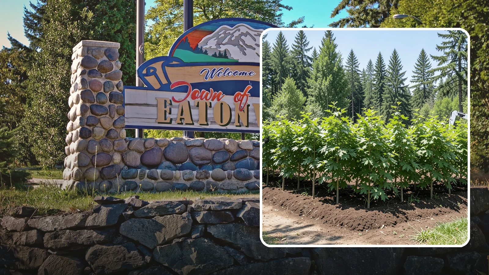 Privacy screen planting in Eatonville, Pierce County, WA - The planting of trees to form a living screen.