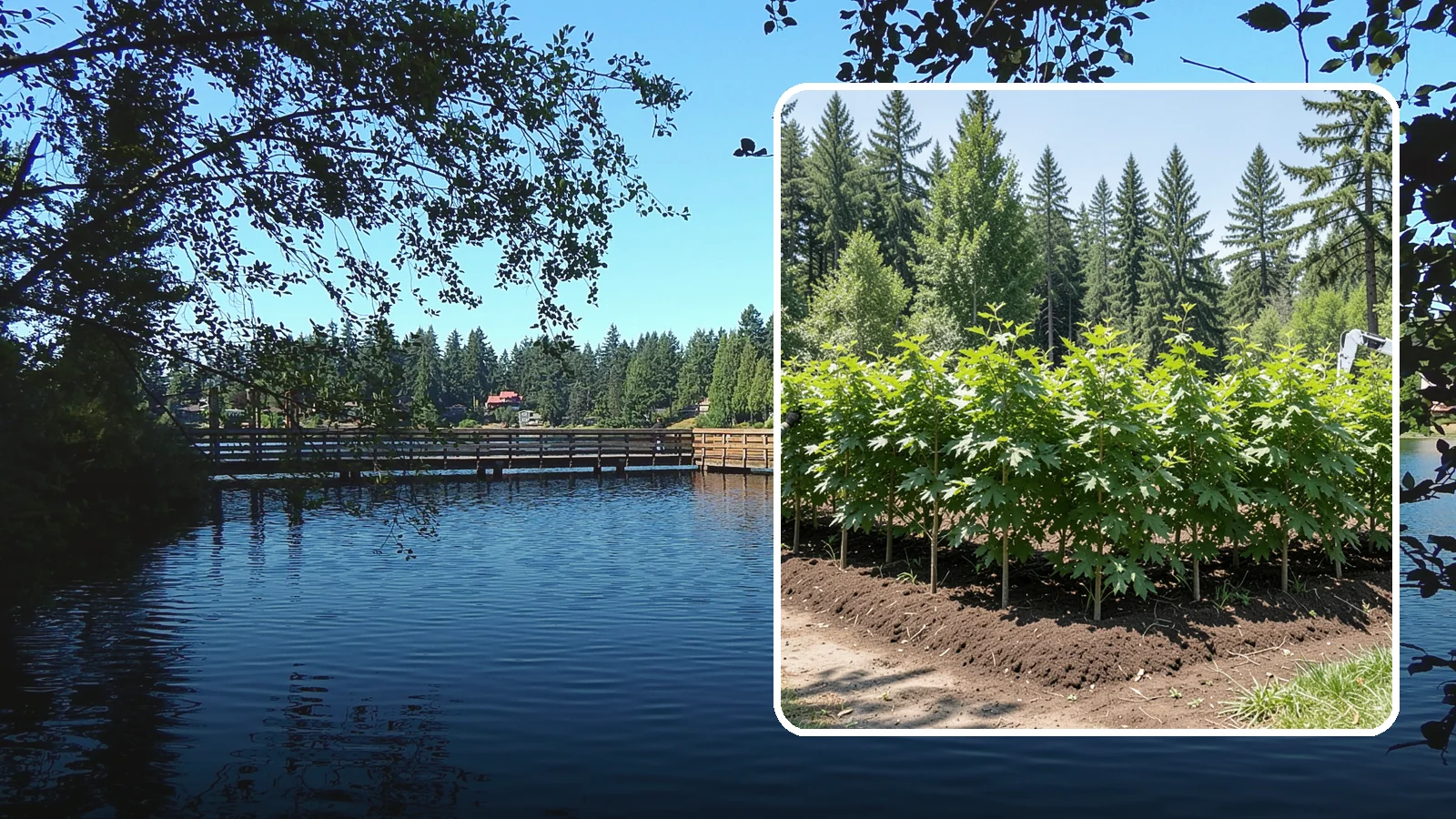 Privacy screen planting in Federal Way, King County, WA - The planting of trees to form a living screen.