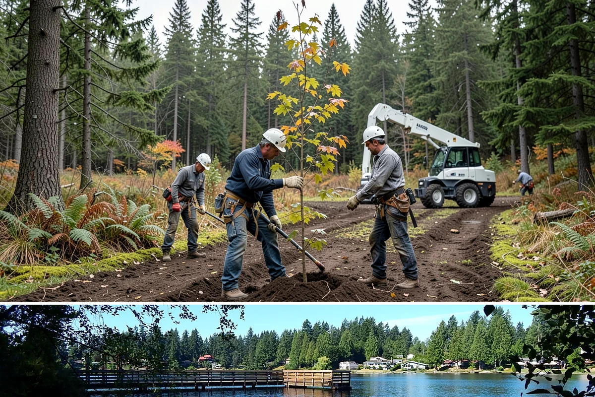 Privacy screen planting in Federal Way, King County, WA - Planting is best performed during dormant seasons or early spring in Puget Sound to ensure proper root establishment before...