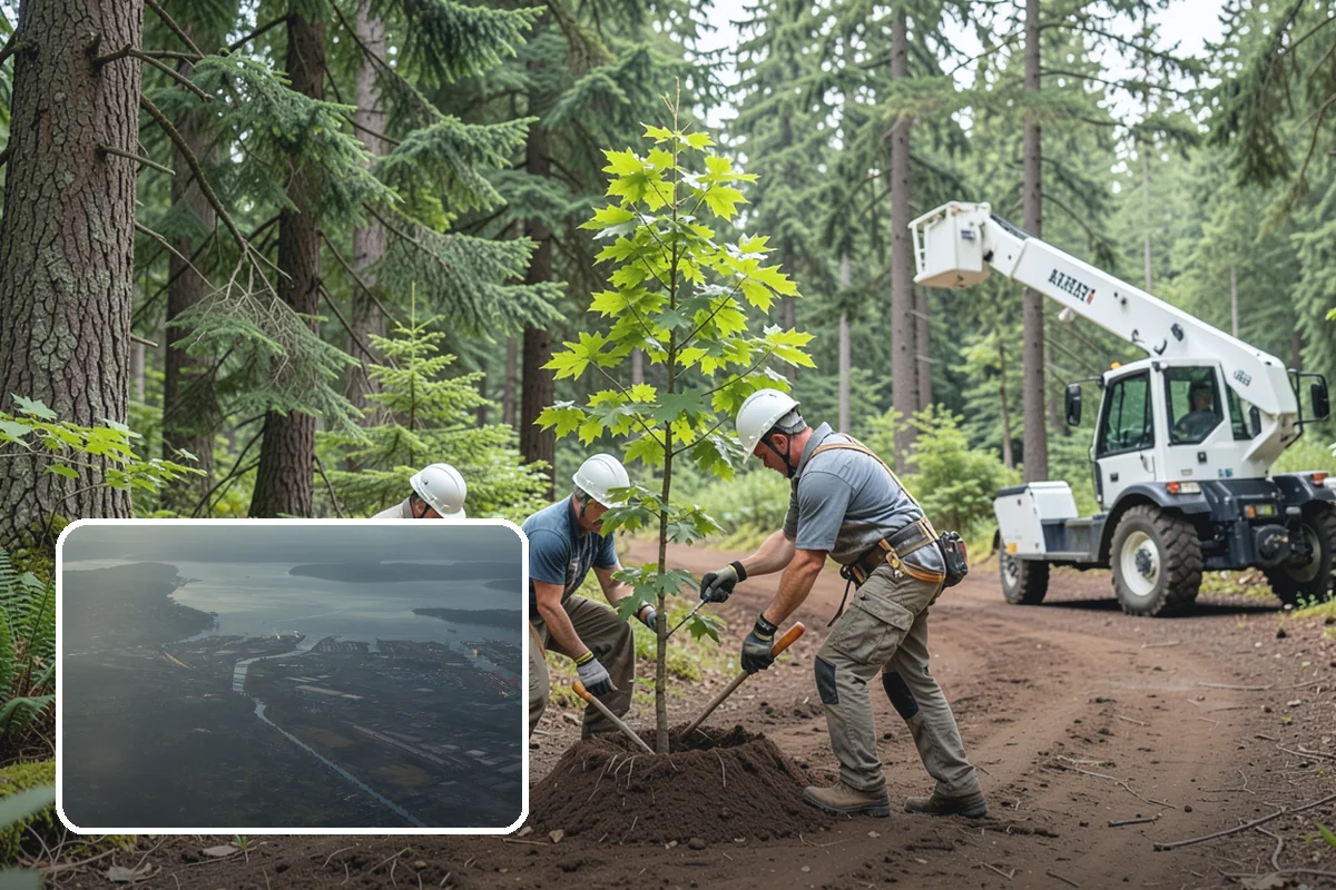 Privacy screen planting in Fife, Pierce County, WA - Restores and expands tree cover
