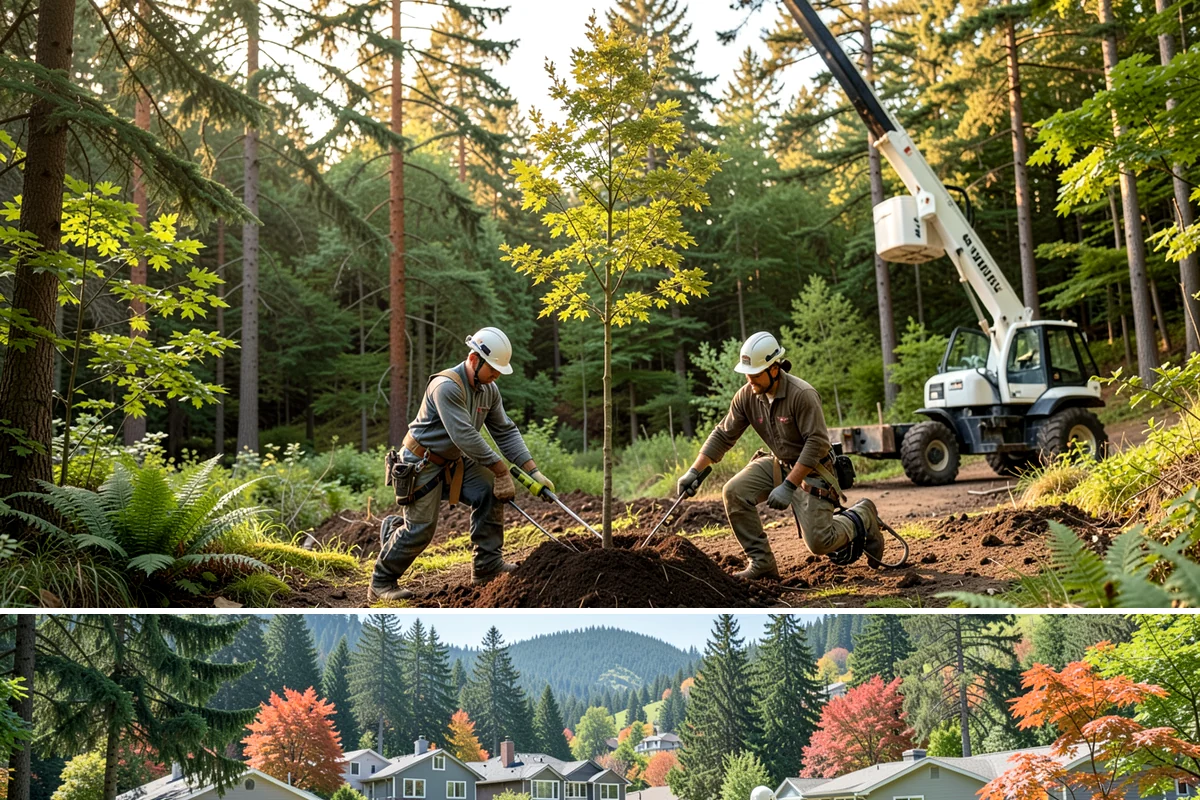 Privacy screen planting in Fircrest, Pierce County, WA - Planting is best performed during dormant seasons or early spring in Puget Sound to ensure proper root establishment before...