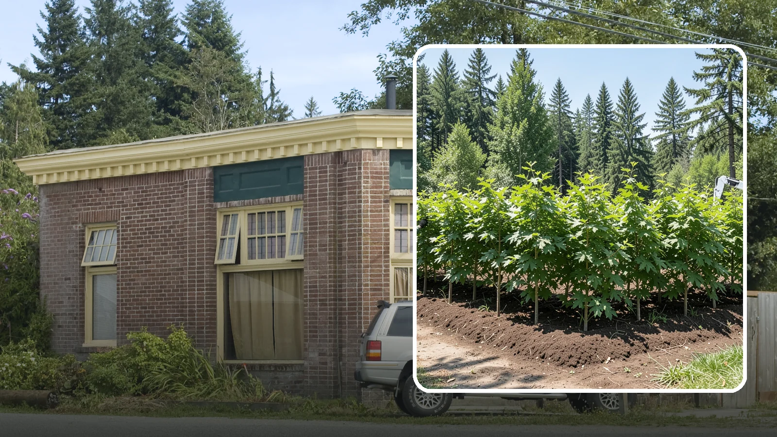 Privacy screen planting in Hamilton, Skagit County, WA - The planting of trees to form a living screen.
