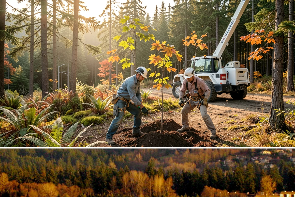 Privacy screen planting in Kenmore, King County, WA - Planting is best performed during dormant seasons or early spring in Puget Sound to ensure proper root establishment before...