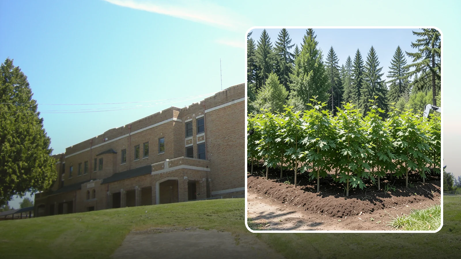 Privacy screen planting in Maple Valley, King County, WA - The planting of trees to form a living screen.