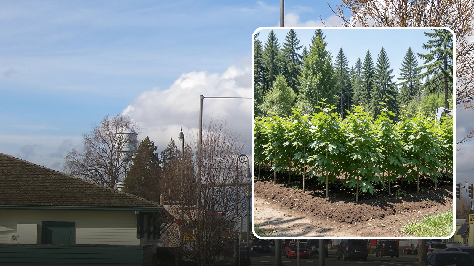 Privacy screen planting in Marysville, Snohomish County, WA - The planting of trees to form a living screen.