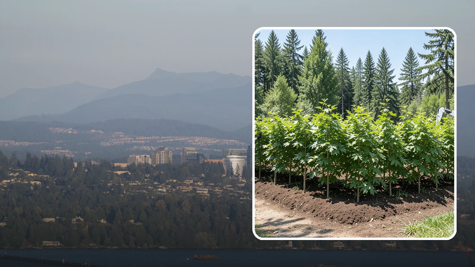 Privacy screen planting in Medina, King County, WA - The planting of trees to form a living screen.