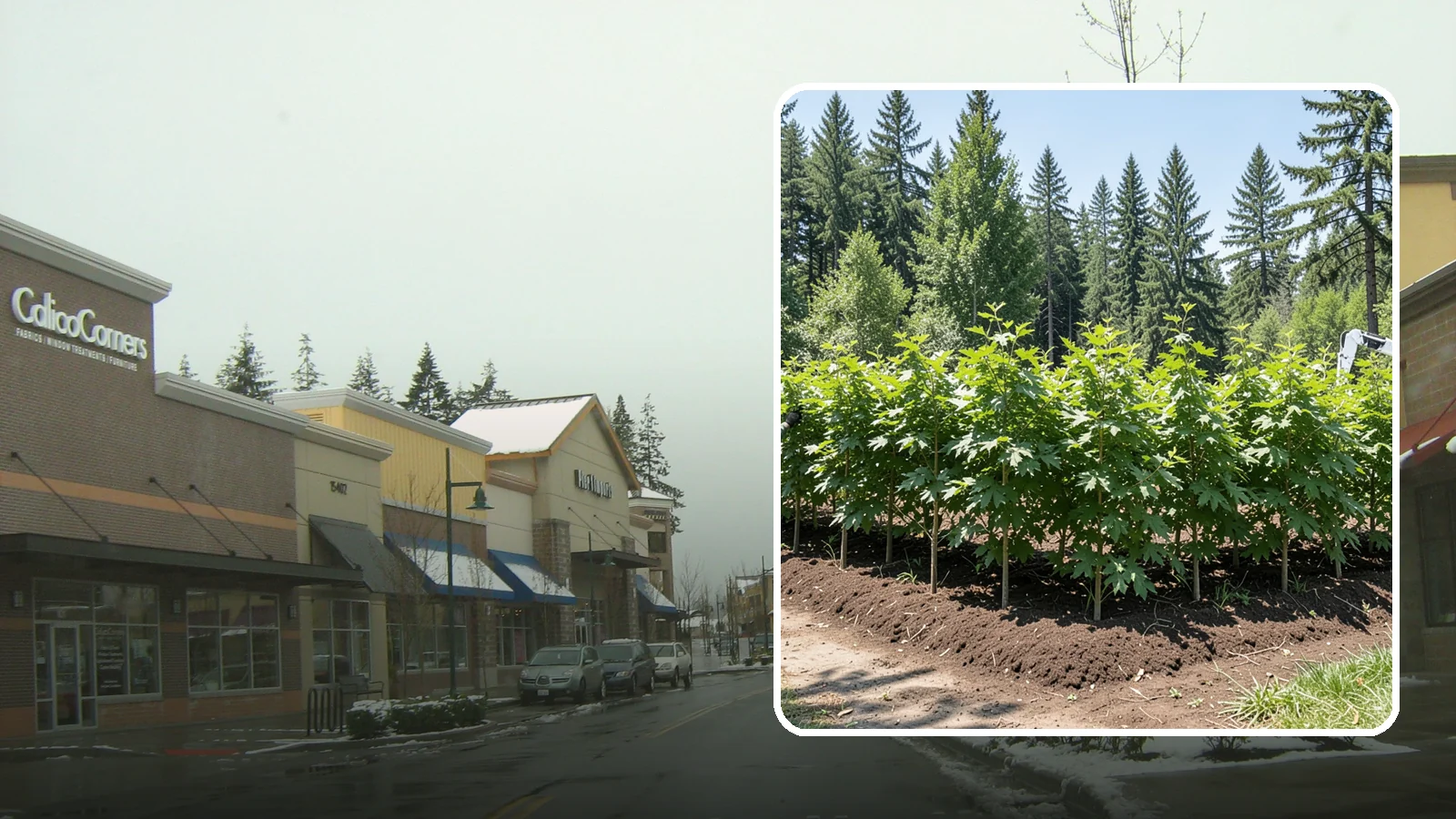 Privacy screen planting in Mill Creek, Snohomish County, WA - The planting of trees to form a living screen.