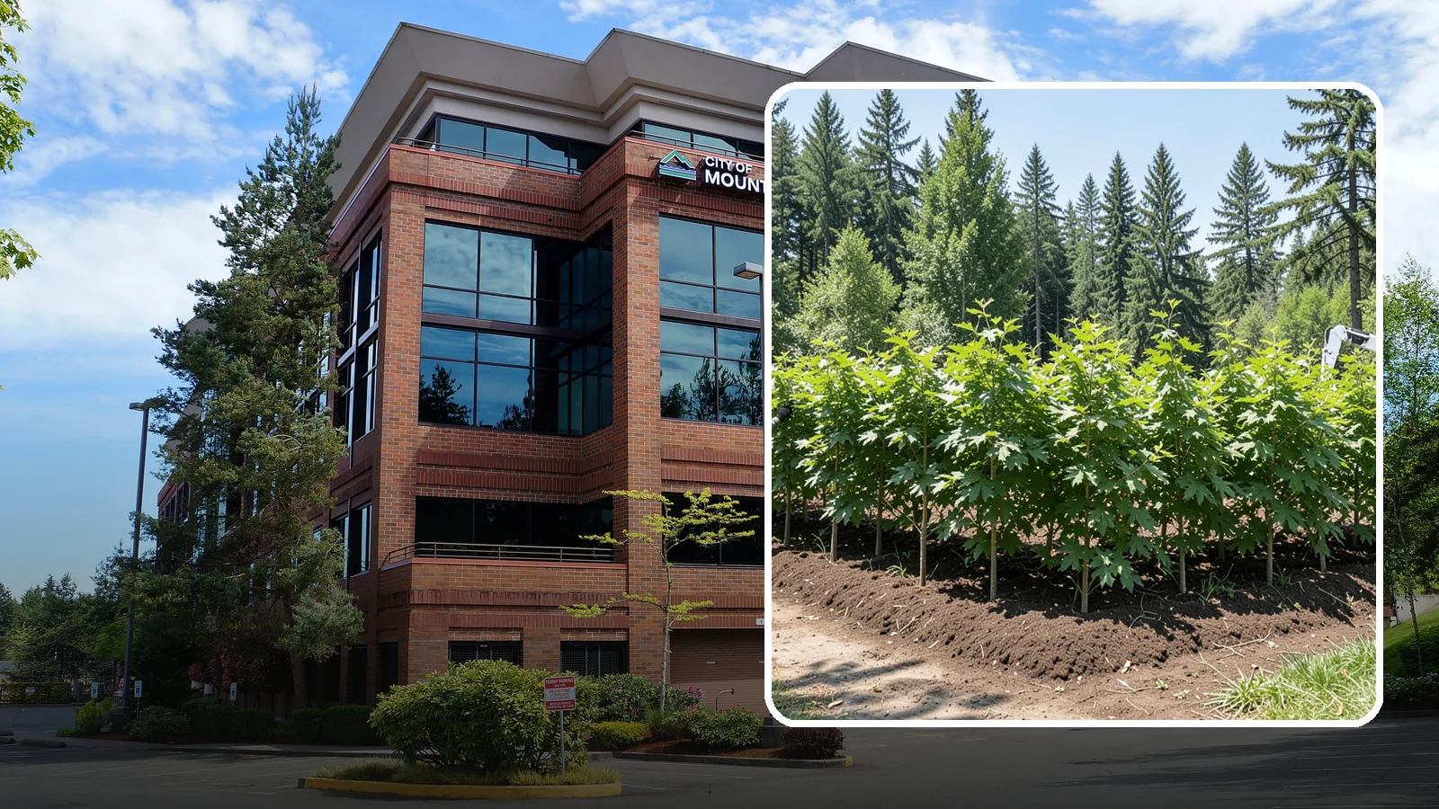 Privacy screen planting in Mountlake Terrace, Snohomish County, WA - The planting of trees to form a living screen.