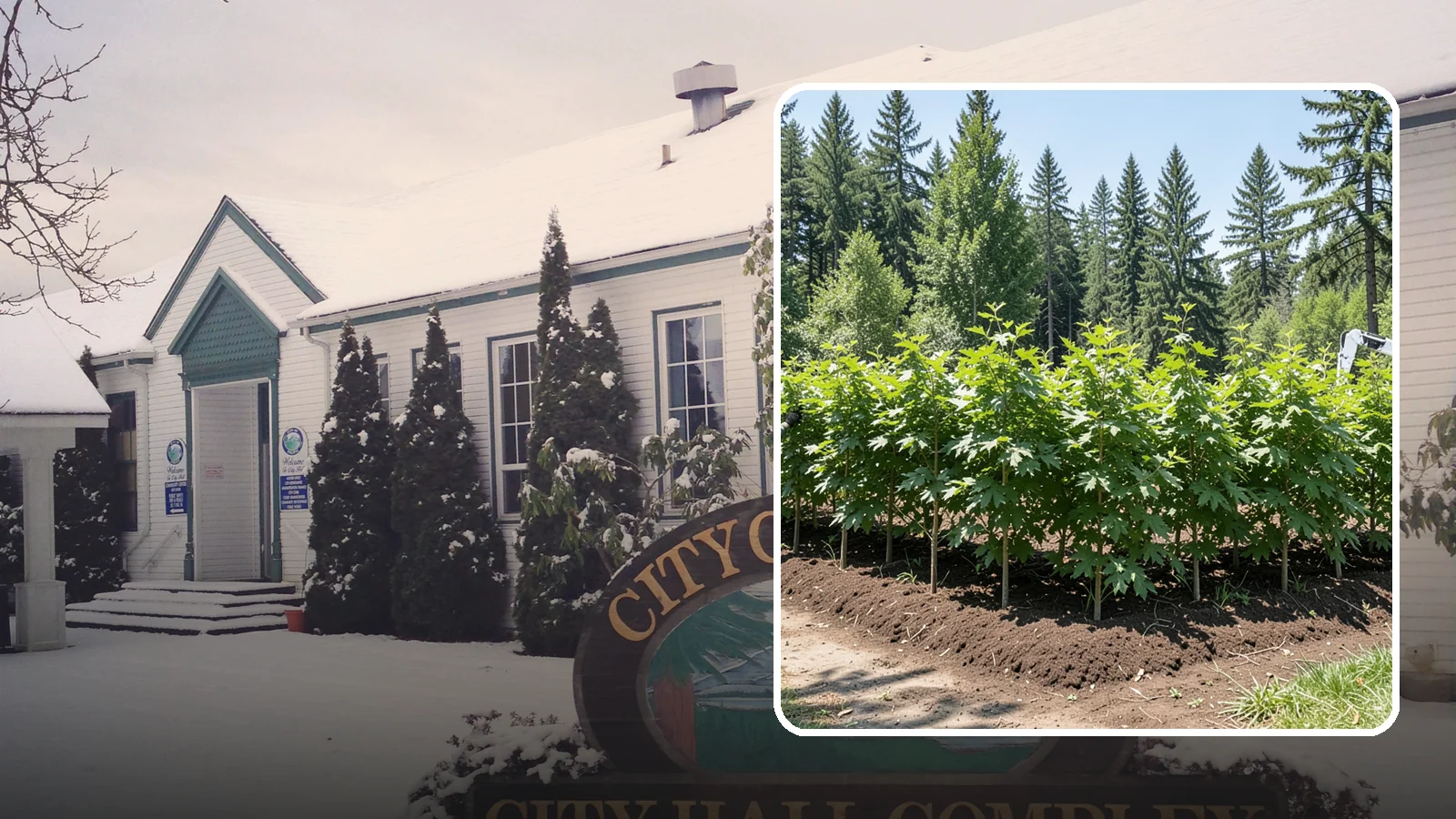 Privacy screen planting in Pacific, King County, WA - The planting of trees to form a living screen.