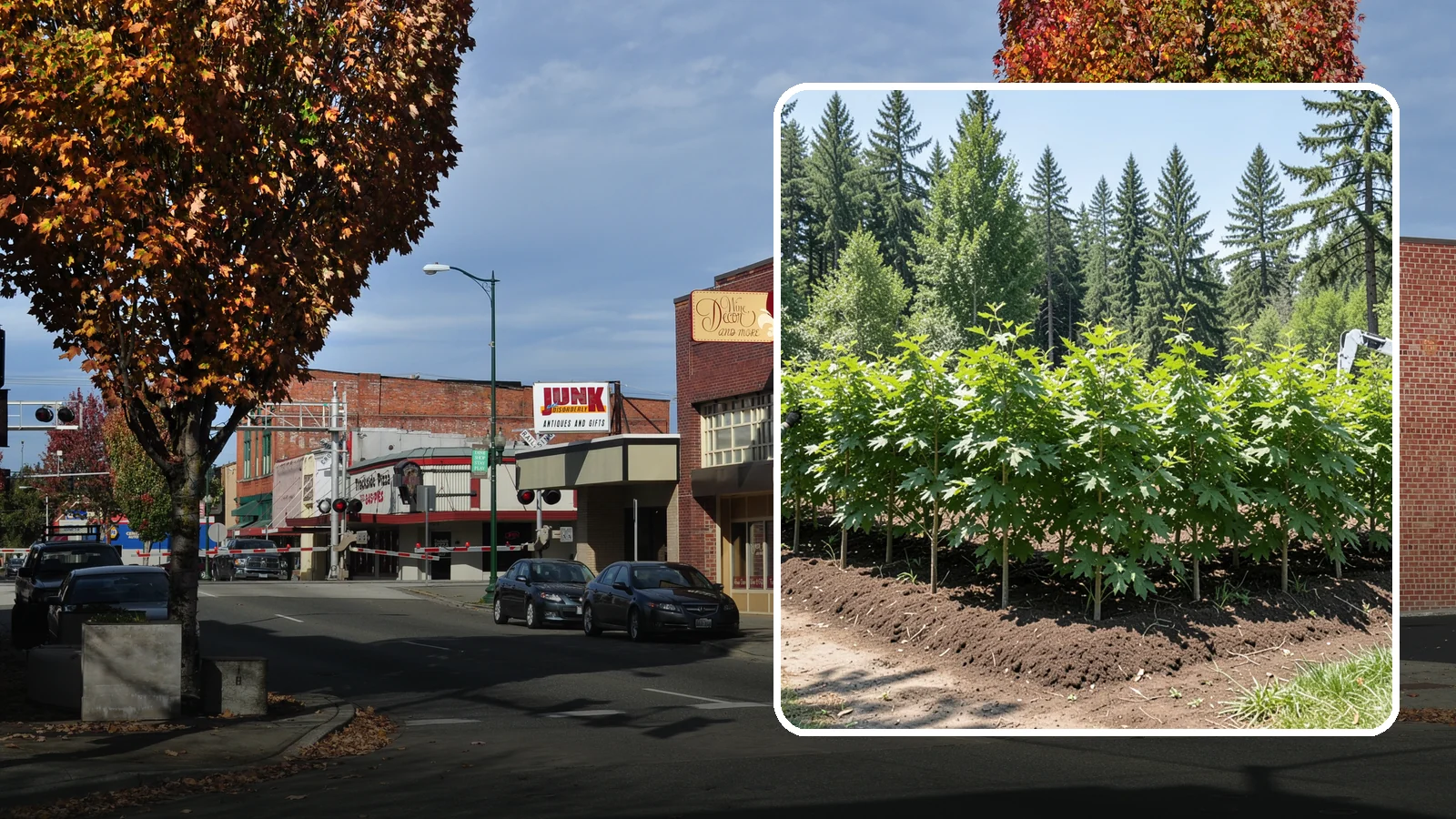 Privacy screen planting in Puyallup, Pierce County, WA - The planting of trees to form a living screen.