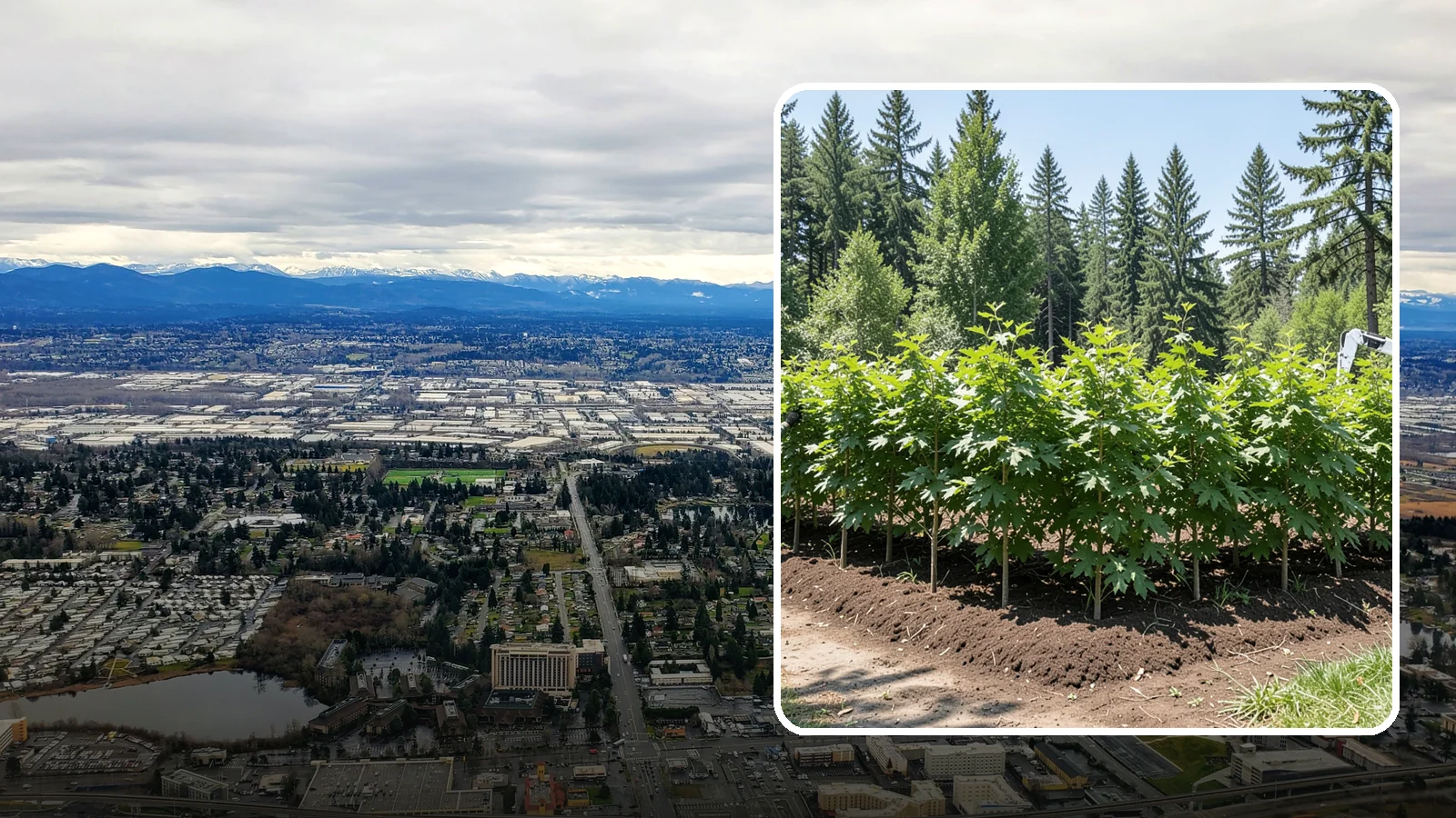Privacy screen planting in SeaTac, King County, WA - The planting of trees to form a living screen.