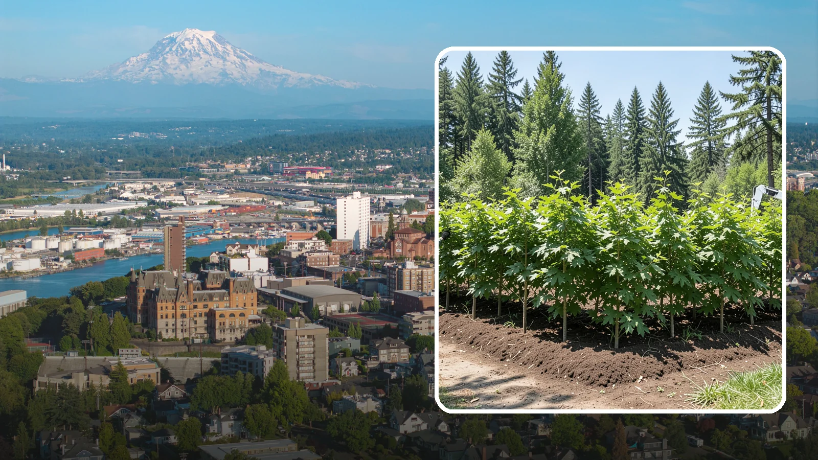 Privacy screen planting in Tacoma, Pierce County, WA - The planting of trees to form a living screen.