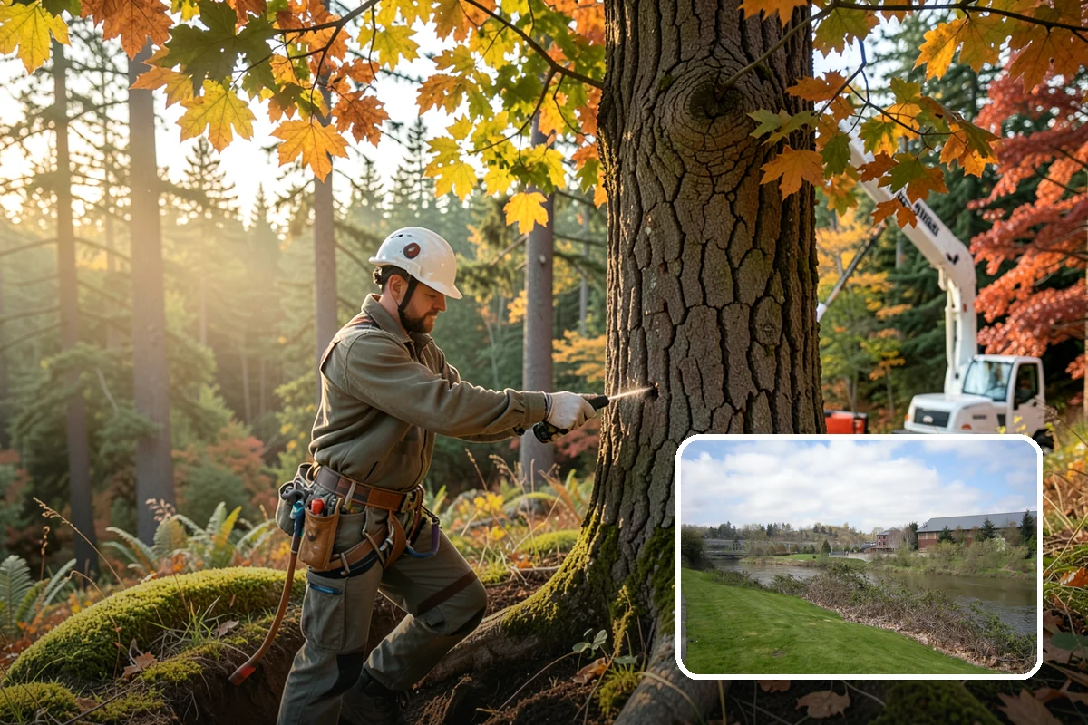 Privacy screen planting in Tukwila, King County, WA - Restores and expands tree cover