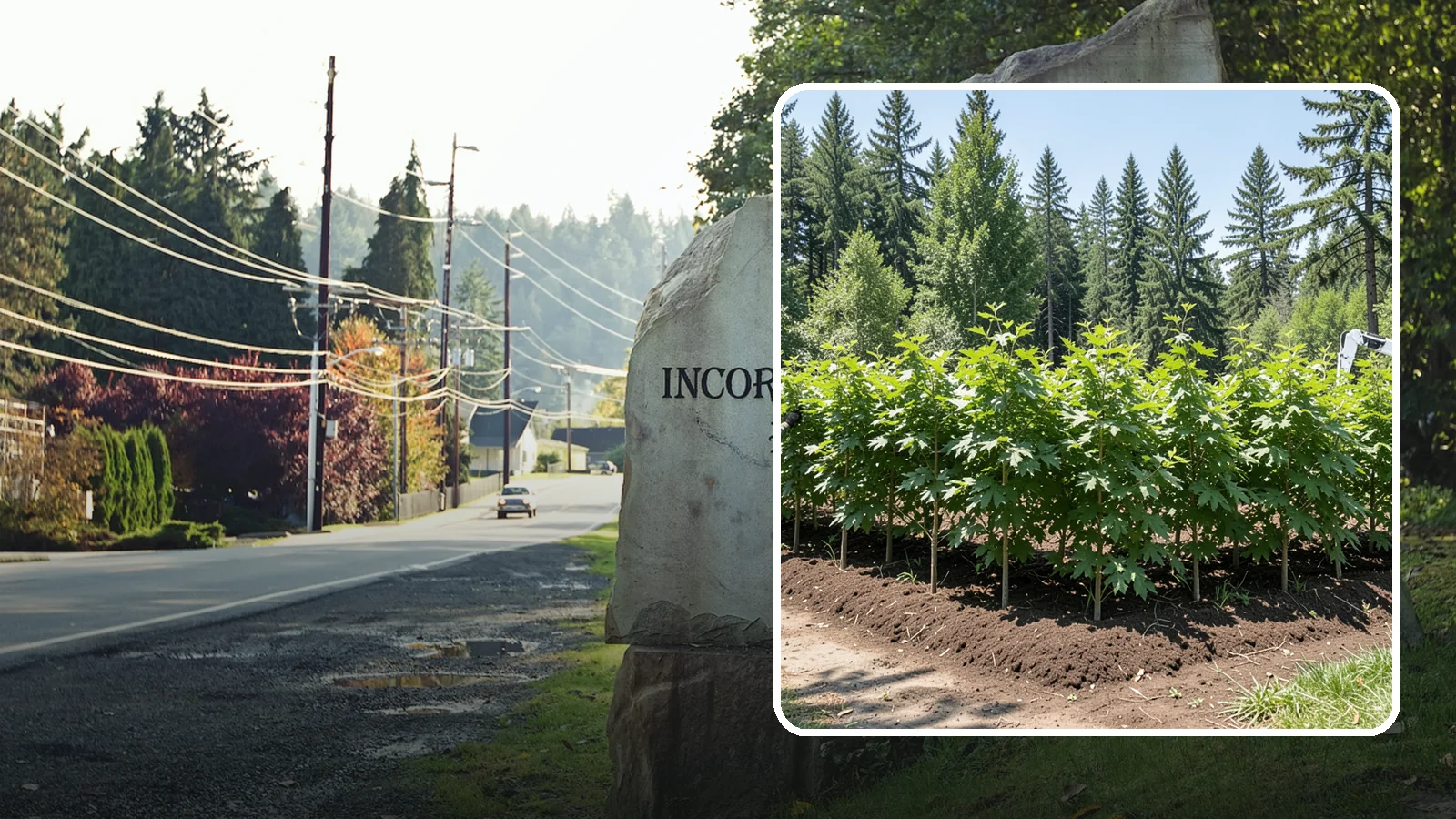 Privacy screen planting in Wilkeson, Pierce County, WA - The planting of trees to form a living screen.
