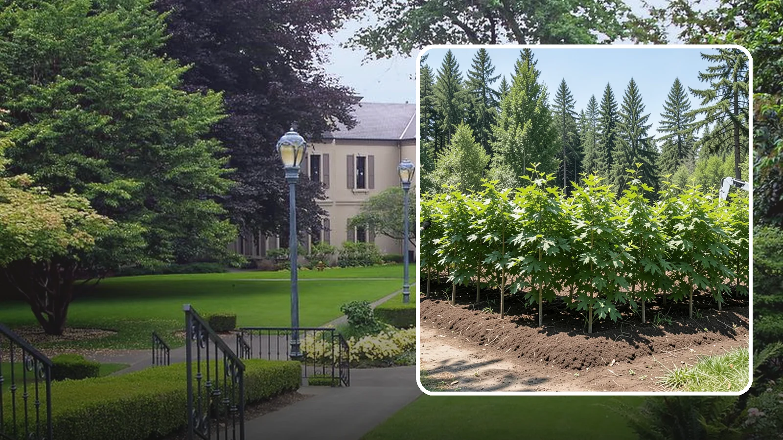Privacy screen planting in Woodinville, King County, WA - The planting of trees to form a living screen.