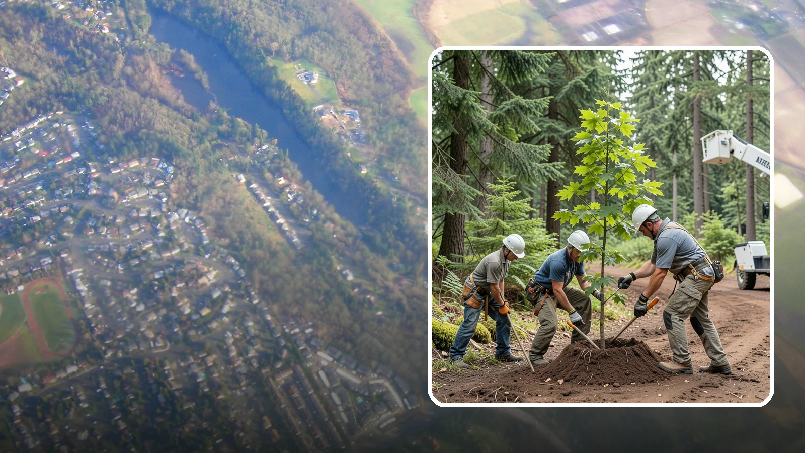 Reforestation planting in Algona, King County, WA - Larger-scale planting to re-establish tree cover.