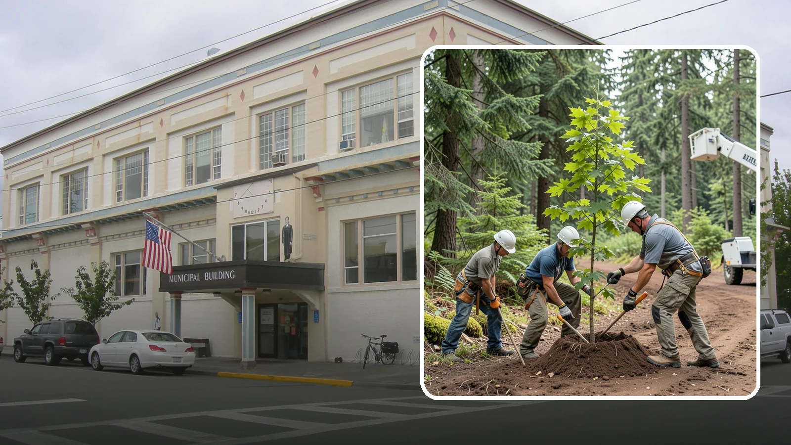 Reforestation planting in Anacortes, Skagit County, WA - Larger-scale planting to re-establish tree cover.