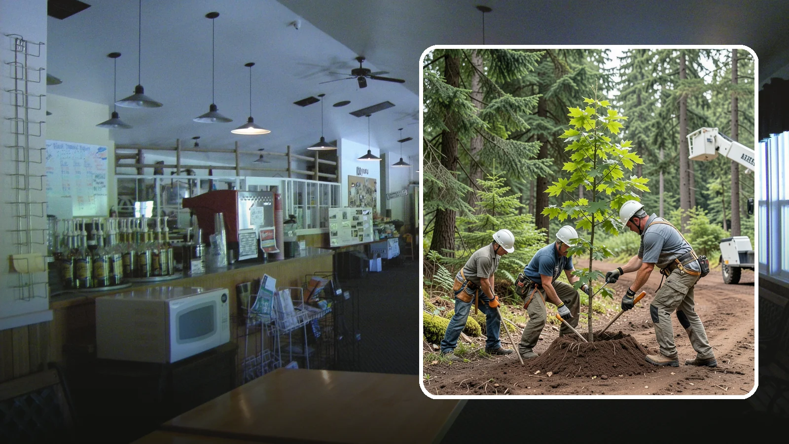 Reforestation planting in Black Diamond, King County, WA - Larger-scale planting to re-establish tree cover.