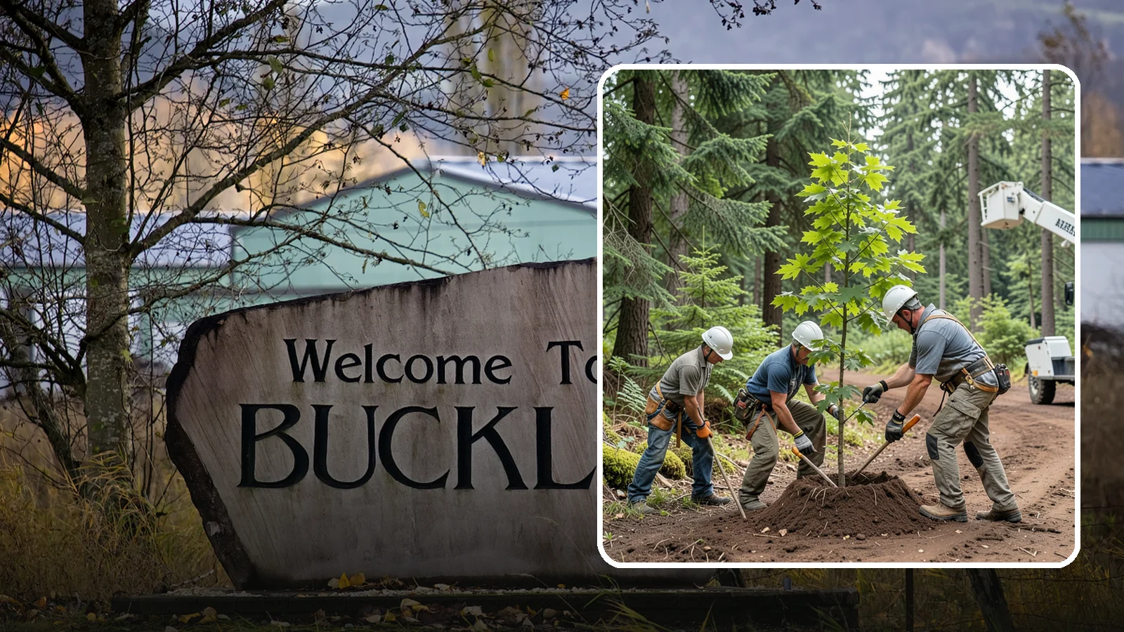 Reforestation planting in Buckley, Pierce County, WA - Larger-scale planting to re-establish tree cover.
