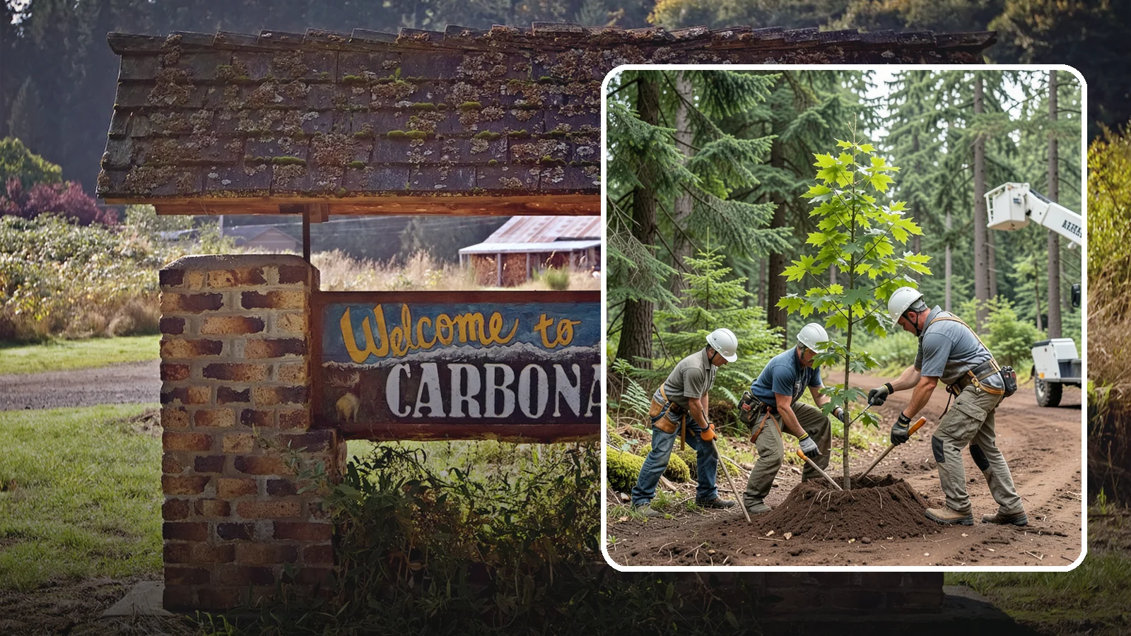 Reforestation planting in Carbonado, Pierce County, WA - Larger-scale planting to re-establish tree cover.
