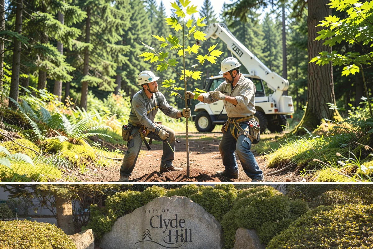 Reforestation planting in Clyde Hill, King County, WA - Planting is best performed during dormant seasons to minimize stress on trees in the Puget Sound climate, though specific timing...