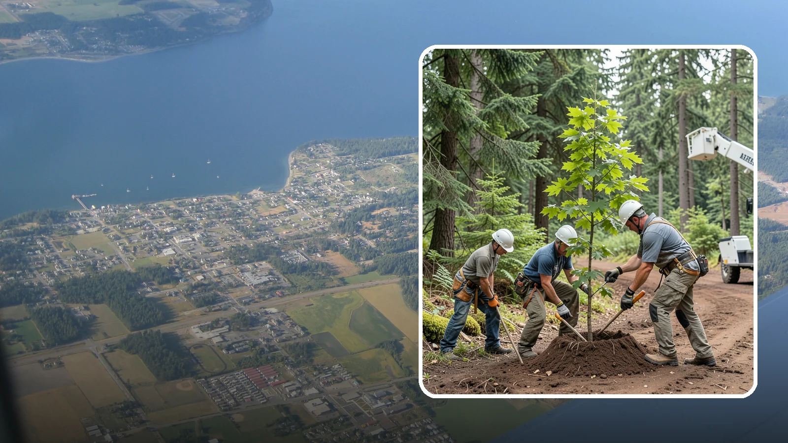 Reforestation planting in Coupeville, Island County, WA - Larger-scale planting to re-establish tree cover.
