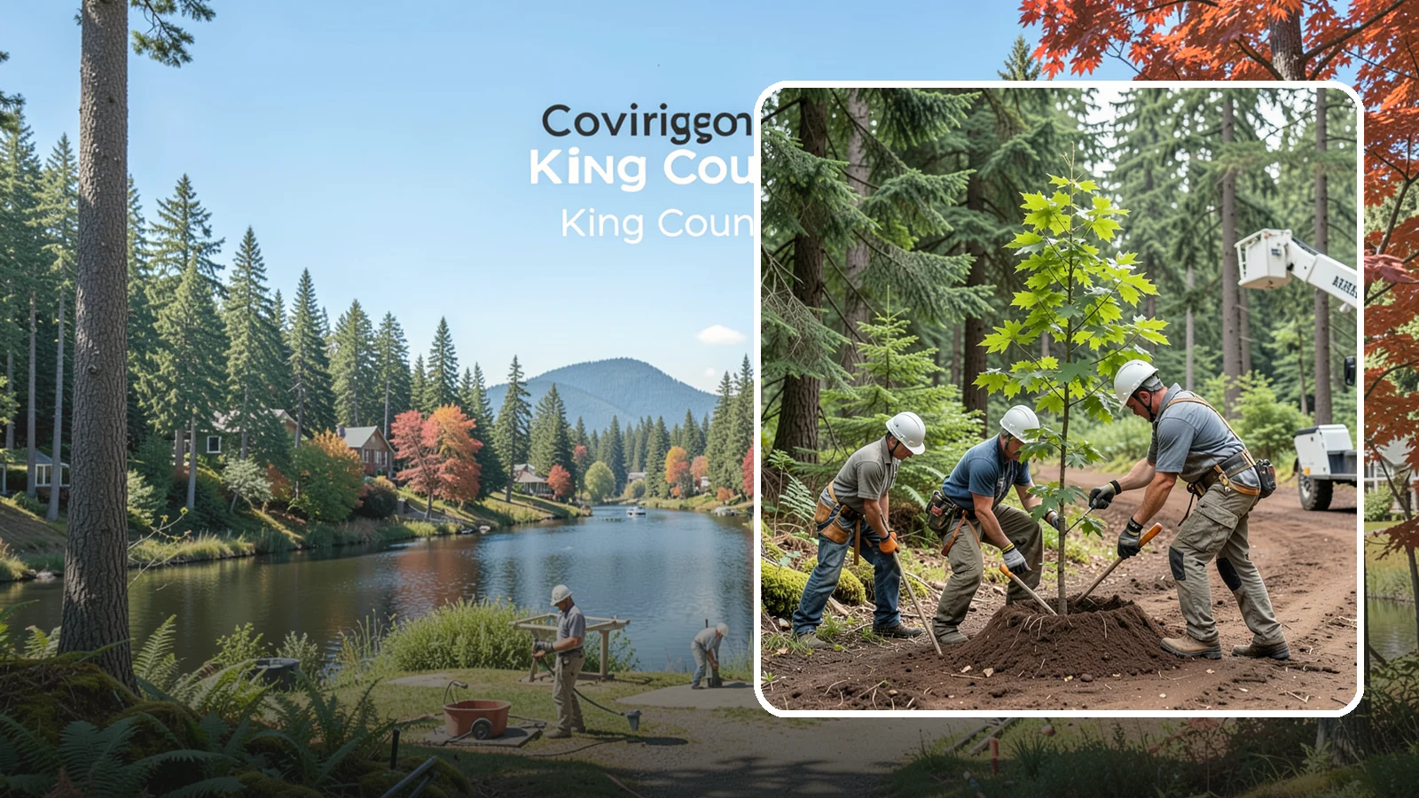 Reforestation planting in Covington, King County, WA - Larger-scale planting to re-establish tree cover.