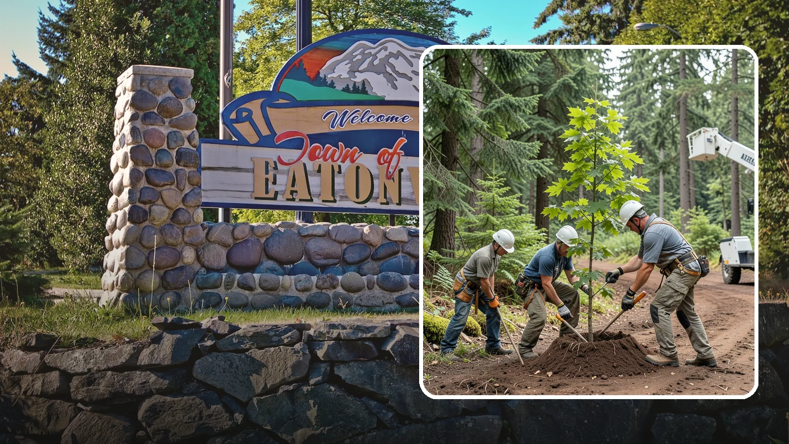 Reforestation planting in Eatonville, Pierce County, WA - Larger-scale planting to re-establish tree cover.