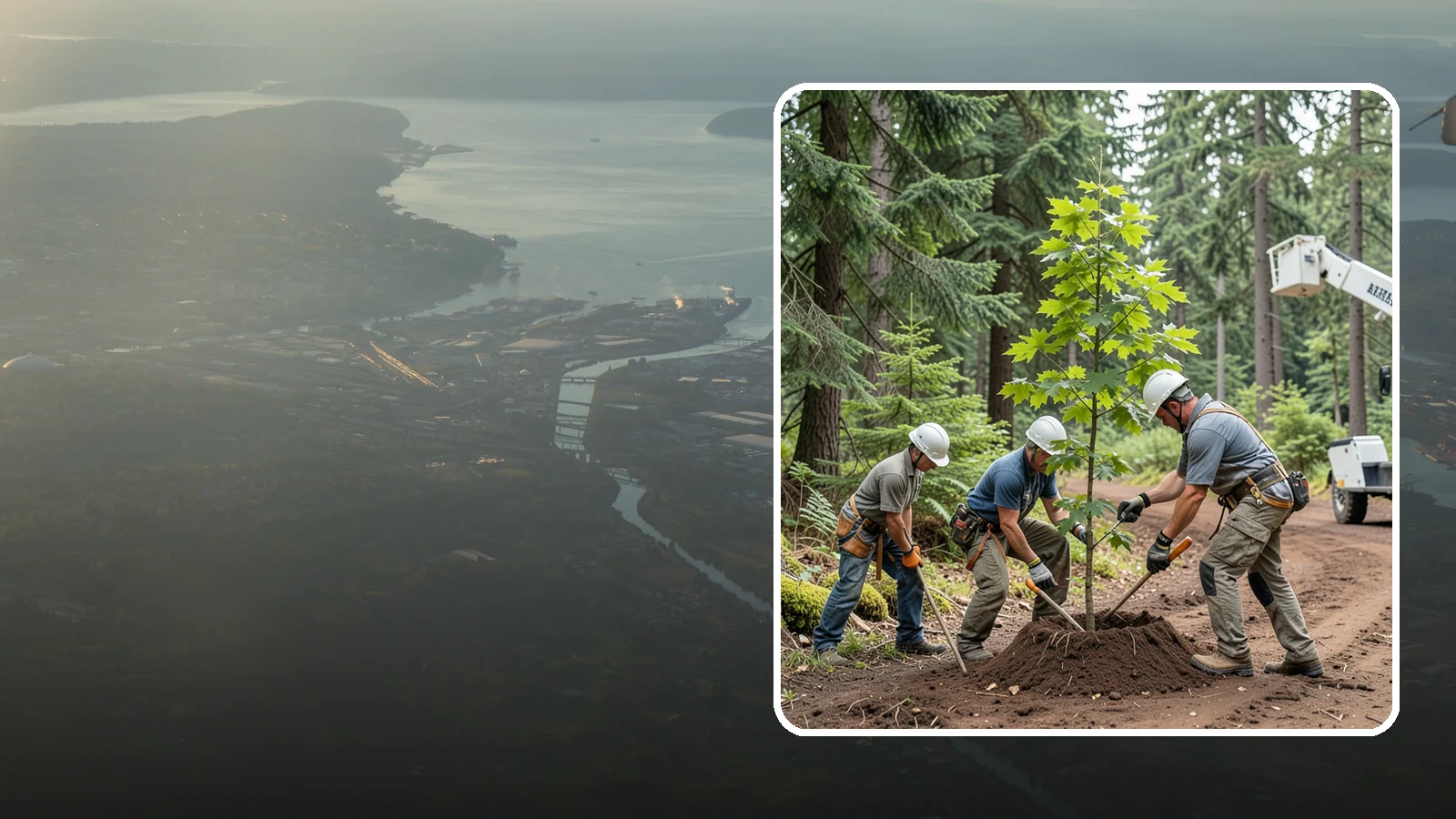 Reforestation planting in Fife, Pierce County, WA - Larger-scale planting to re-establish tree cover.