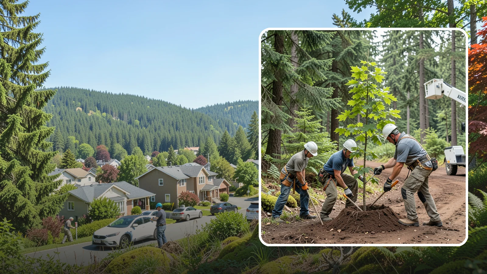 Reforestation planting in Index, Snohomish County, WA - Larger-scale planting to re-establish tree cover.