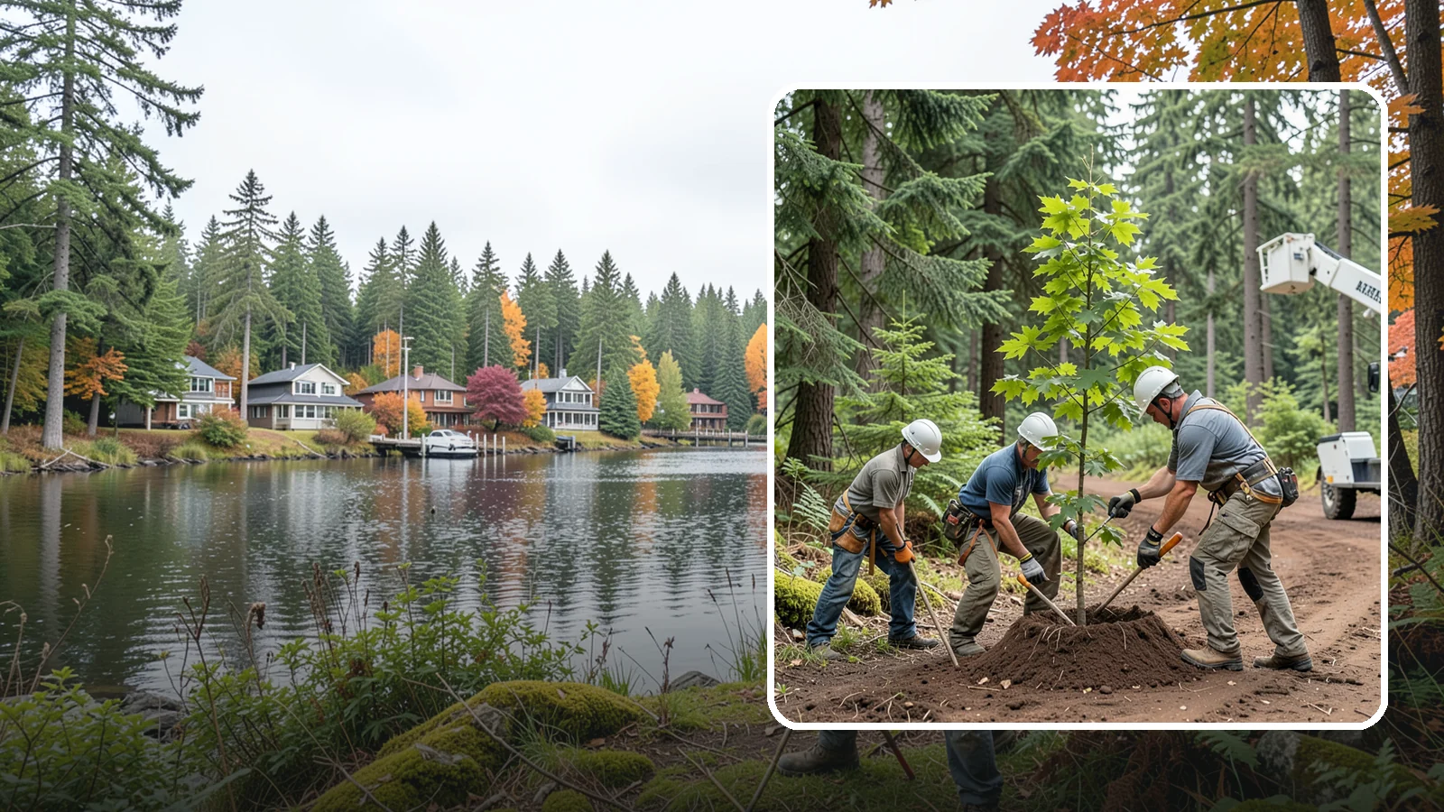 Reforestation planting in La Conner, Skagit County, WA - Larger-scale planting to re-establish tree cover.