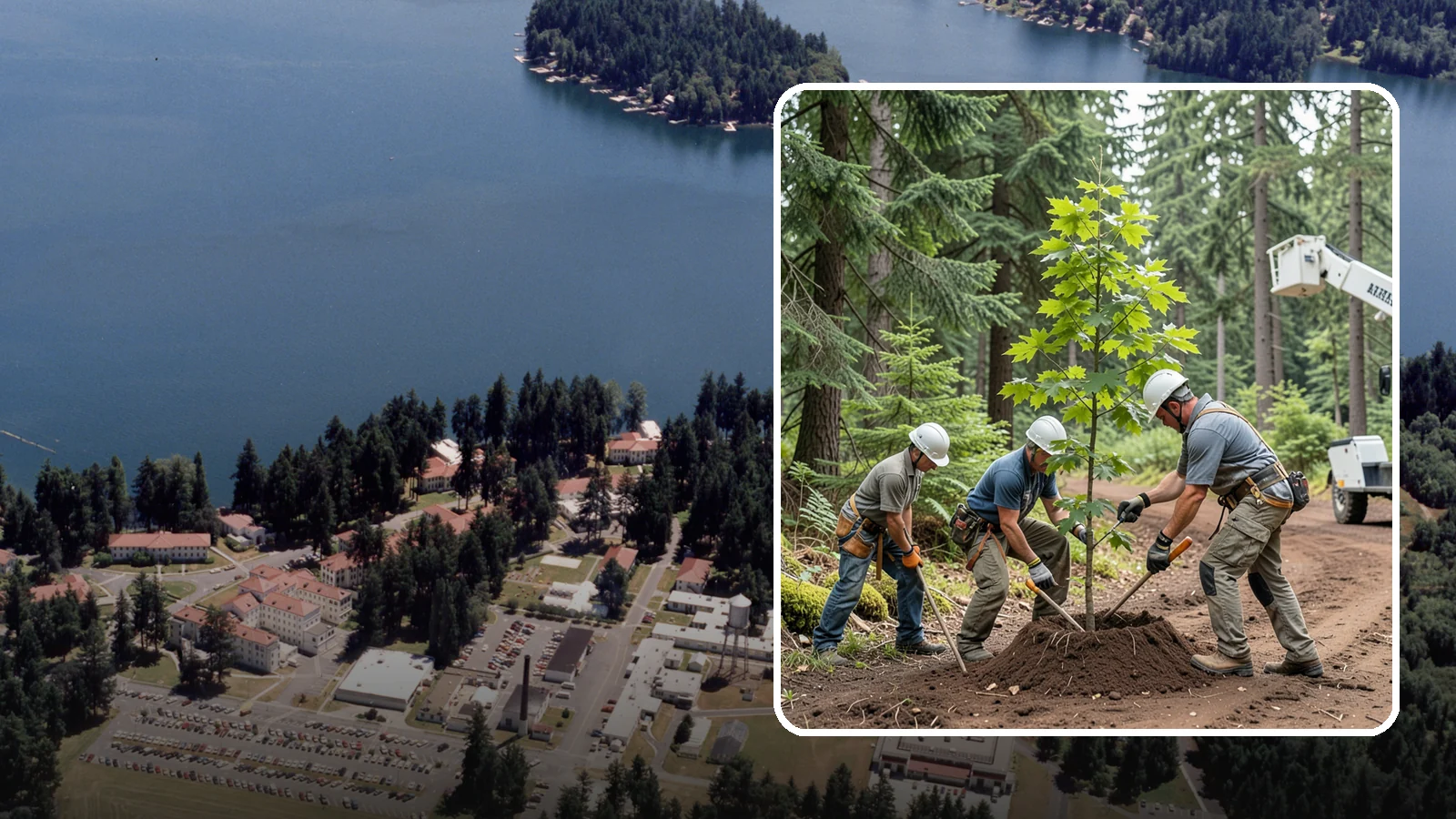 Reforestation planting in Lakewood, Pierce County, WA - Larger-scale planting to re-establish tree cover.