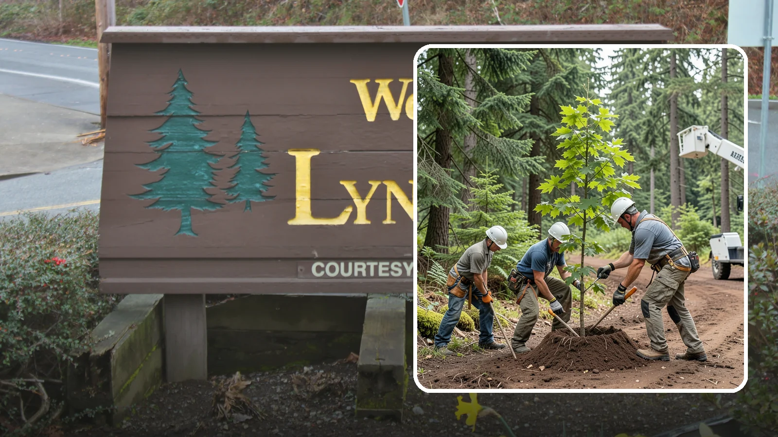 Reforestation planting in Lynnwood, Snohomish County, WA - Larger-scale planting to re-establish tree cover.