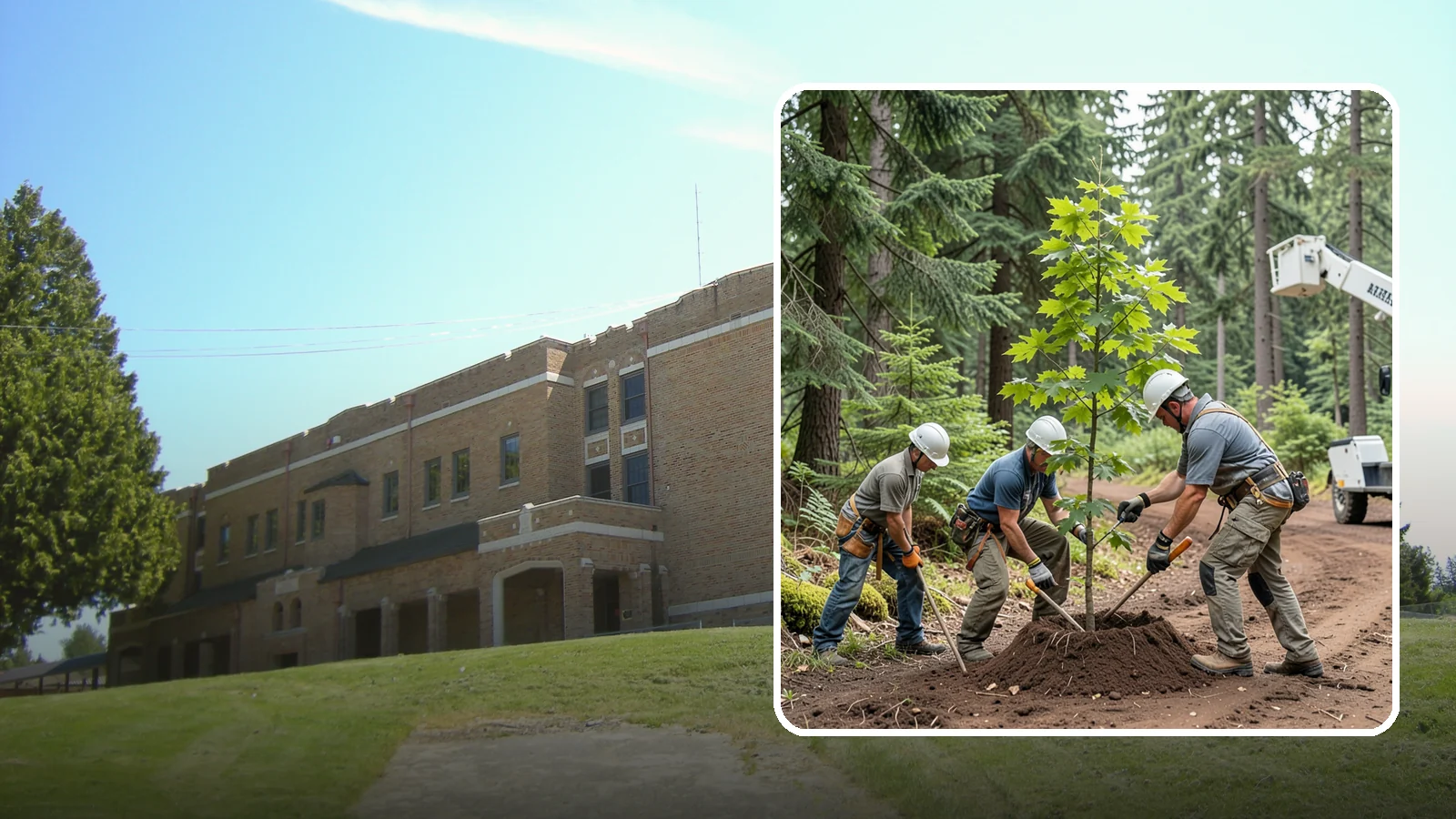 Reforestation planting in Maple Valley, King County, WA - Larger-scale planting to re-establish tree cover.