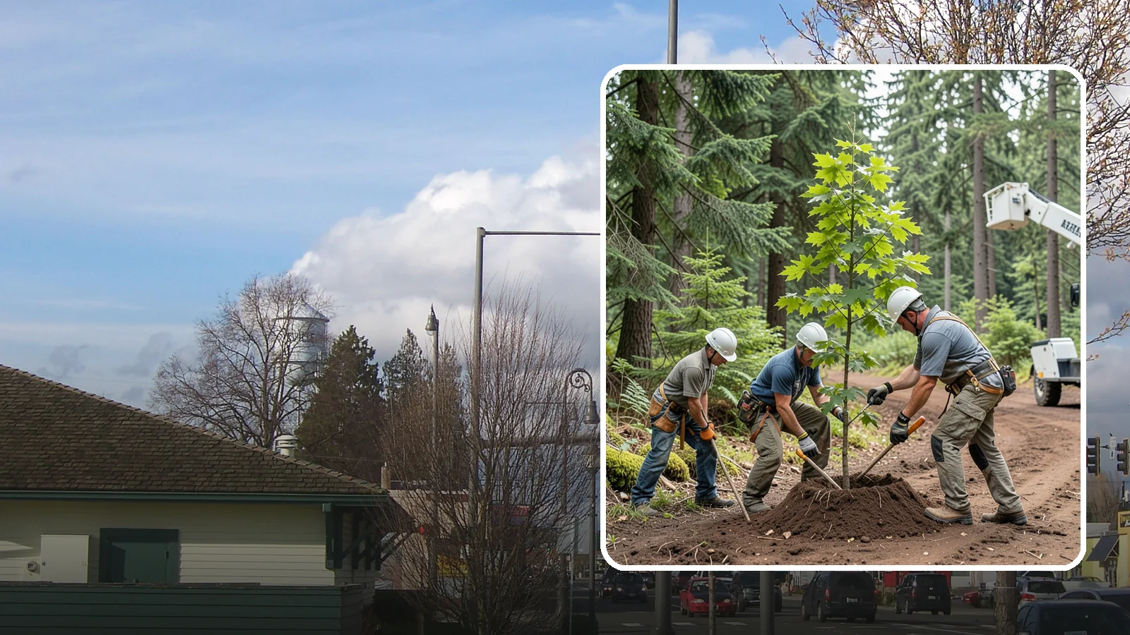 Reforestation planting in Marysville, Snohomish County, WA - Larger-scale planting to re-establish tree cover.